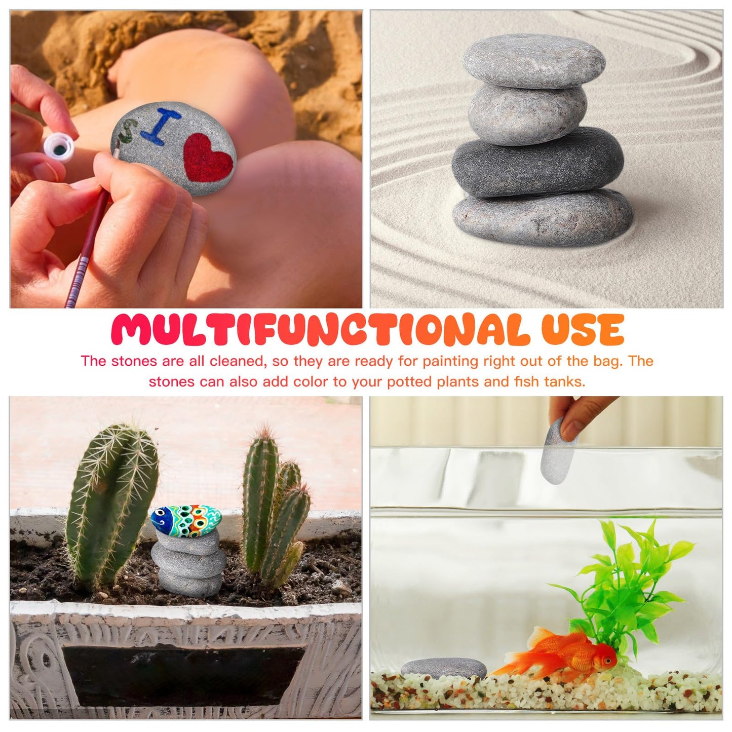 Gatuida 20pcs Painting Rocks Smooth Stones for Painting DIY Pebble Crafts Kids Creative Drawing Pebbles for Art Projects