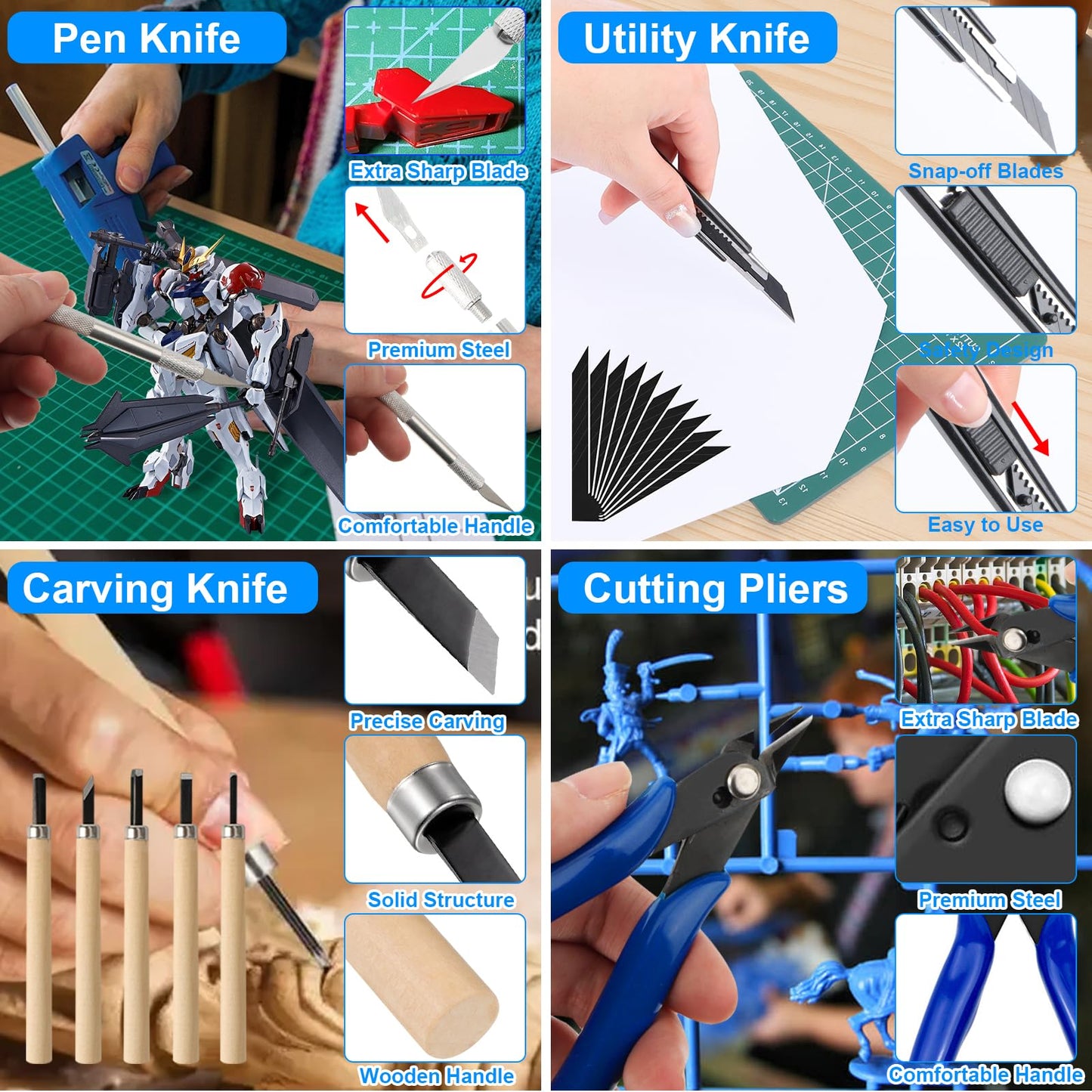 Gundam Tool Kit, 192 Pcs Professional Model Tool Kit for Gundam, Modeling Tools for Models with Decals Sticker Operated Box, Model Building Tools Hobby Tools Craft Set for Repairing Fixing Painting