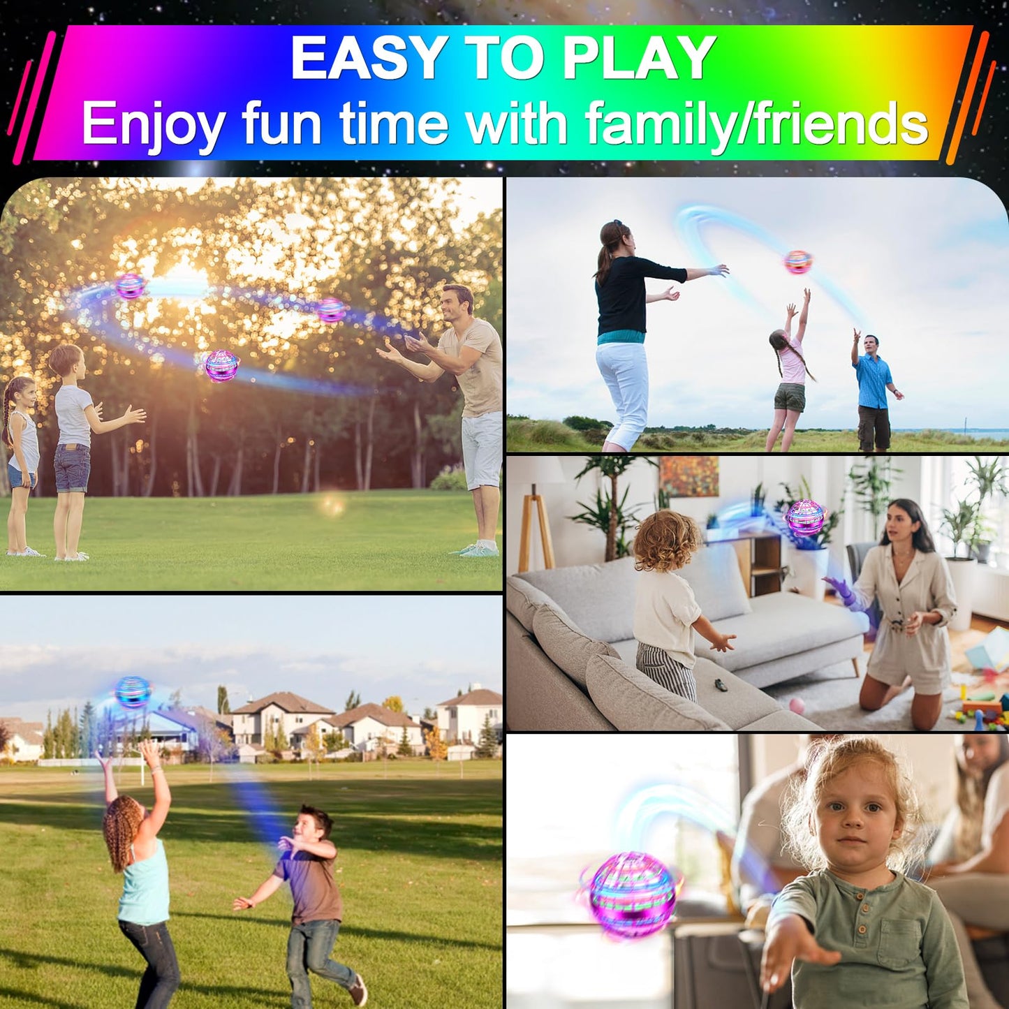 Vantexi Flying Orb Ball Toy,2026 Upgraded Parachute LED,Magic Hand Controlled Mini Gravity Ball,Cosmic Globe Boomerang,Cool Christmas Birthday Gift for 6 7 8 9 10+ Year Old Girls-Bright Purple