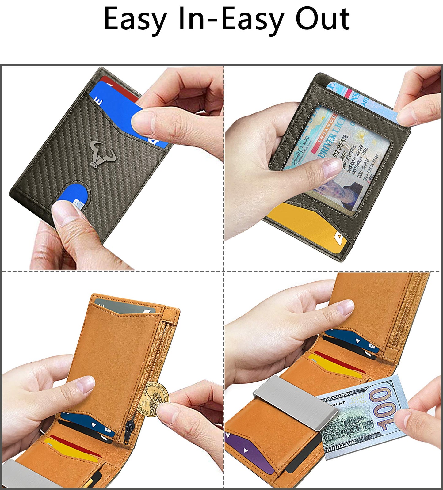 BULLIANT Slim Wallet Men, Leather Wallet Front Pocket Card Holders for Gift Men 3"X4.3"