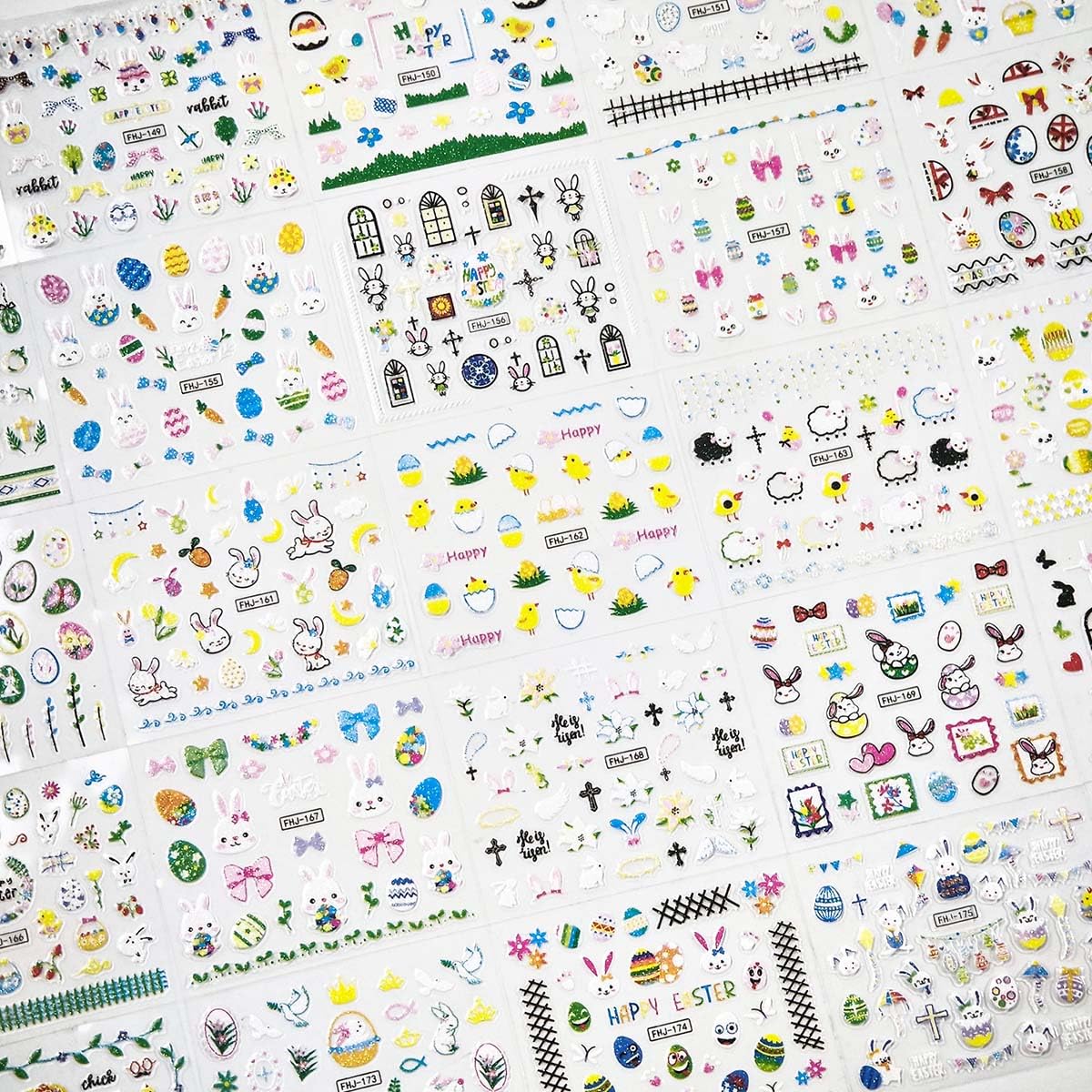 30 Sheets Easter Nail Art Stickers 3D Self-Adhesive Cute Bunny Nail Decals Eggs Flower Design Easter Nail Stickers for Nail Art Women DIY Spring Summer Manicure Decorations Supplies