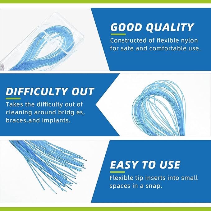 RioRand Floss Threaders,Essential Tool for Maintaining Oral Health with Braces, Bridges, and Implants 150 Count (Pack of 3)