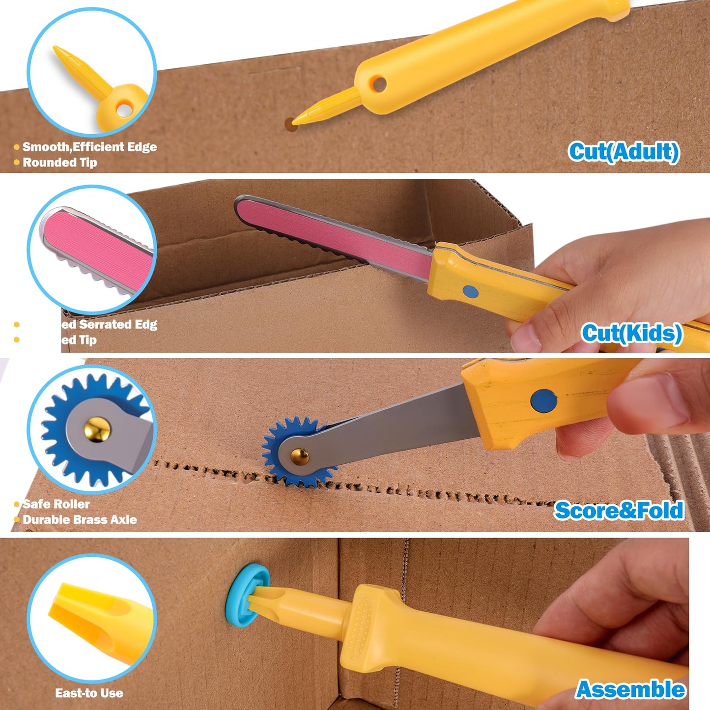 Zentara Kids Cardboard Tool Set, 232-Piece STEM Building Kit with Safe Wooden Cutter, Reusable Bolts & Nuts, Hinges, and Eco Gift Box