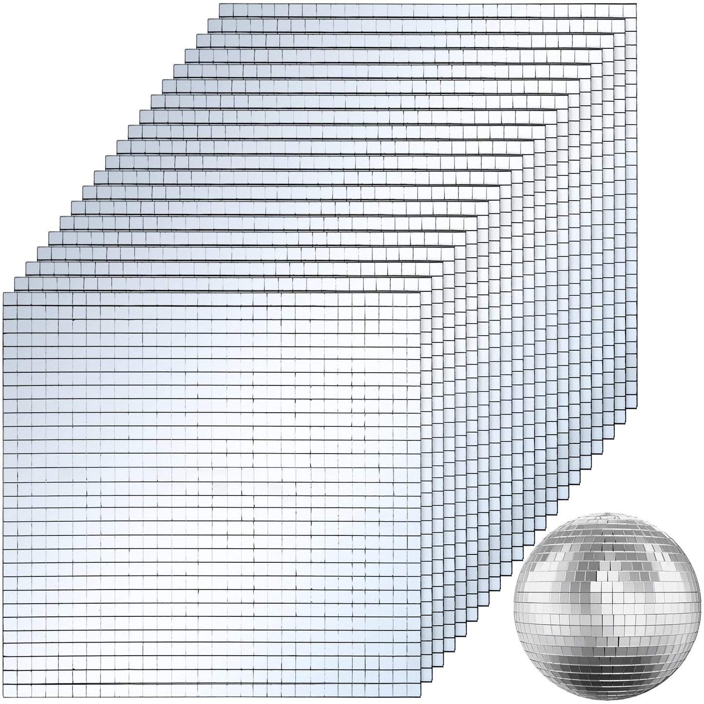 SOUJOY 36000 Pieces Mirror Mosaic Tiles, 5 x 5 mm Self Adhesive Mirror Stickers, Real Glass Mini Square Mirrors, Disco Ball Stickers for Crafts DIY Home Decorations