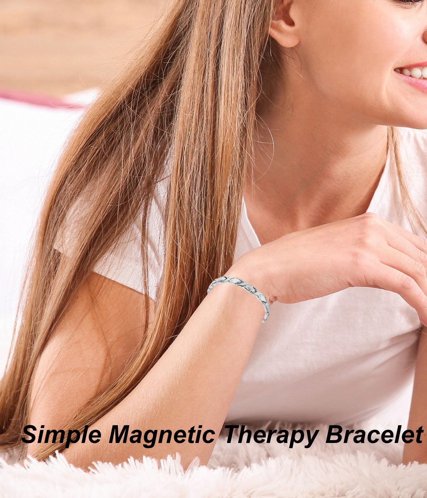 UtenoTureH Magnetic Bracelet for Women for Arthritis, Stainless Steel Bracelets with 3500 Gauss Magnet, Jewelry with Adjustable Tools (A(Silver))