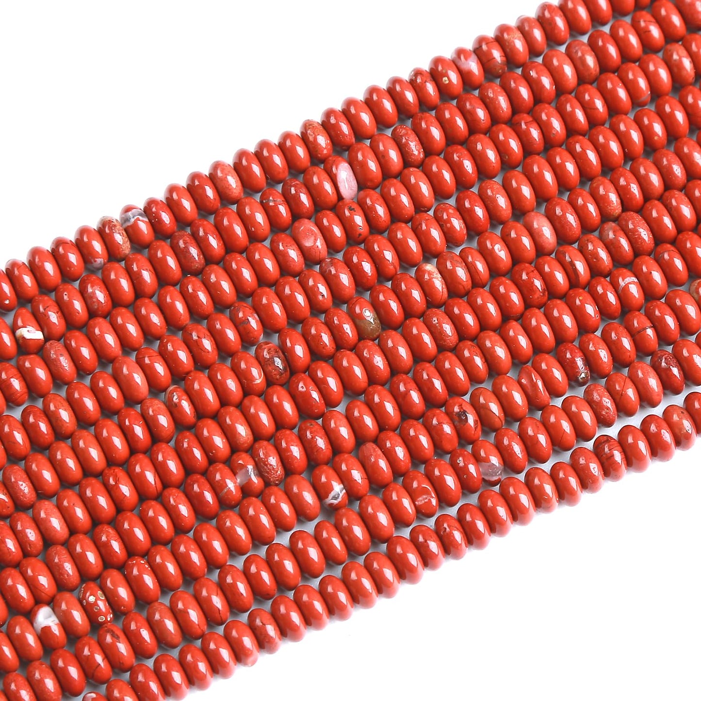 150PCS 2x4mm Natural Chinese Red Jasper Rondelle Beads Abacus Disk Stone Beads Round Loose Spacer Gemstone Beads for DIY Bracelet Necklace Jewelry Making