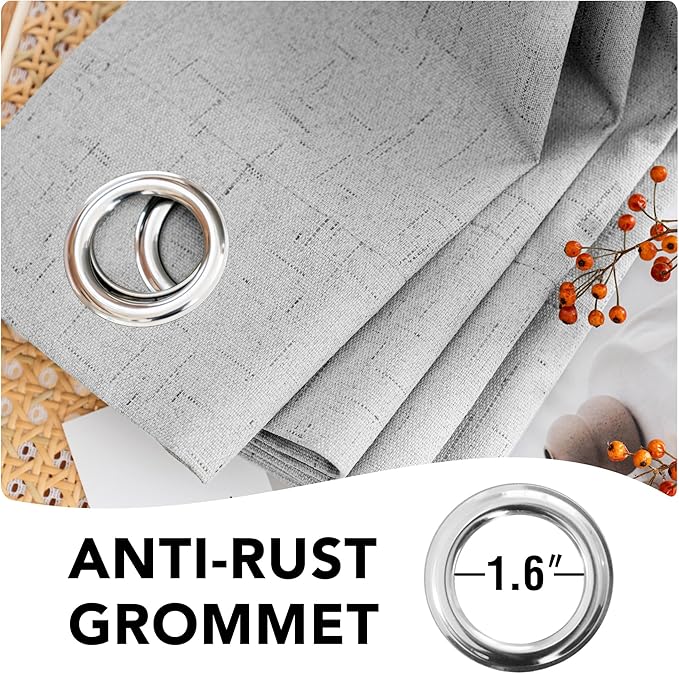 H.VERSAILTEX 100% Blackout Curtains for Bedroom Thermal Insulated Linen Textured Curtains Heat and Full Light Blocking Drapes Living Room Curtains 2 Panel Sets, Glacier Gray, 52x108 Inch