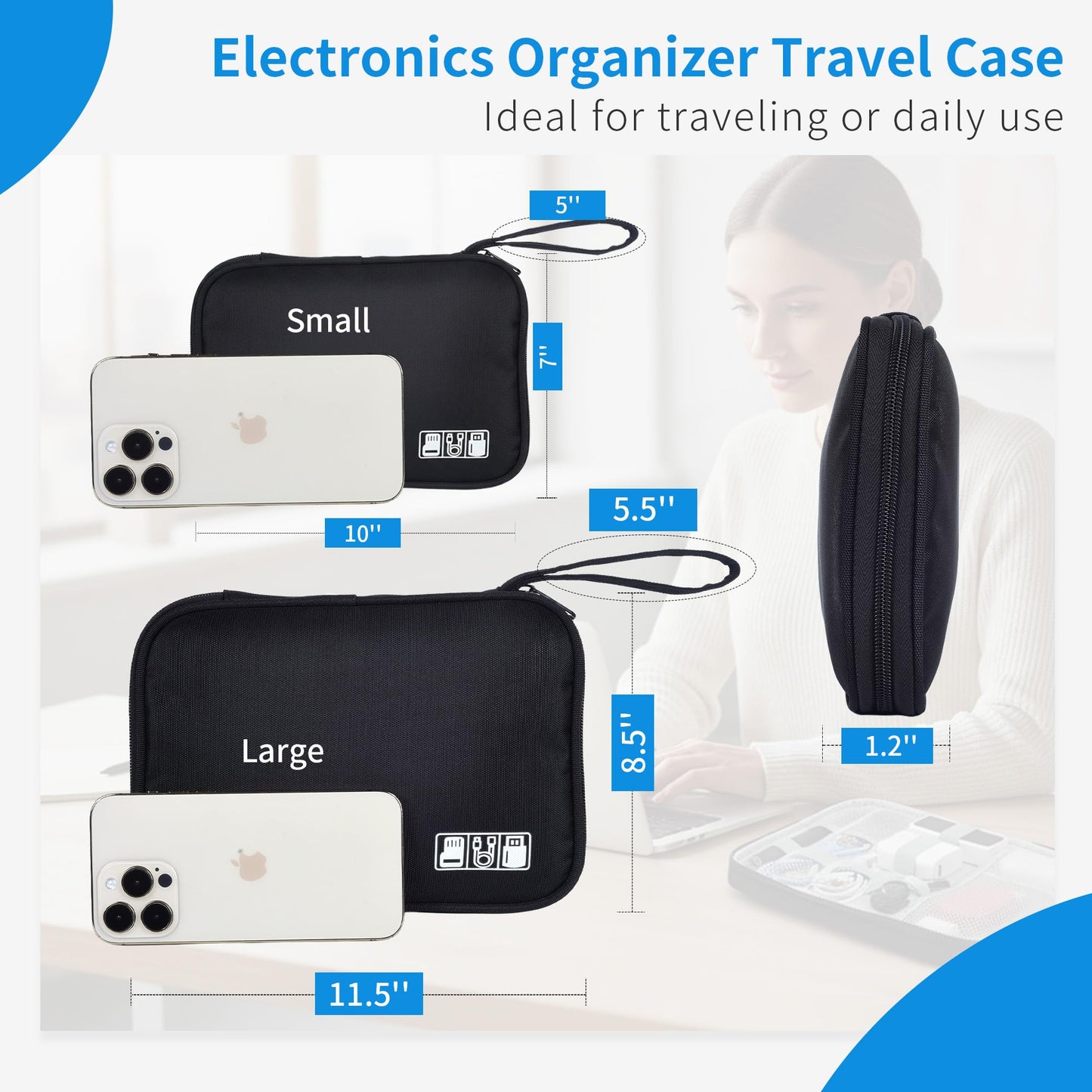 Shelvestar 1 Pack Electronics Travel Organizer Case Tech Accessories Cord Storage Bag