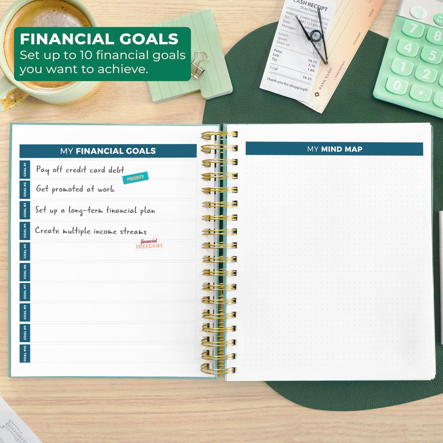 Clever Fox Budget Planner & Monthly Bill Organizer With Pockets. Expense Tracker, Budgeting Journal & Financial Book. Large, 8x9.5" (Turquoise)