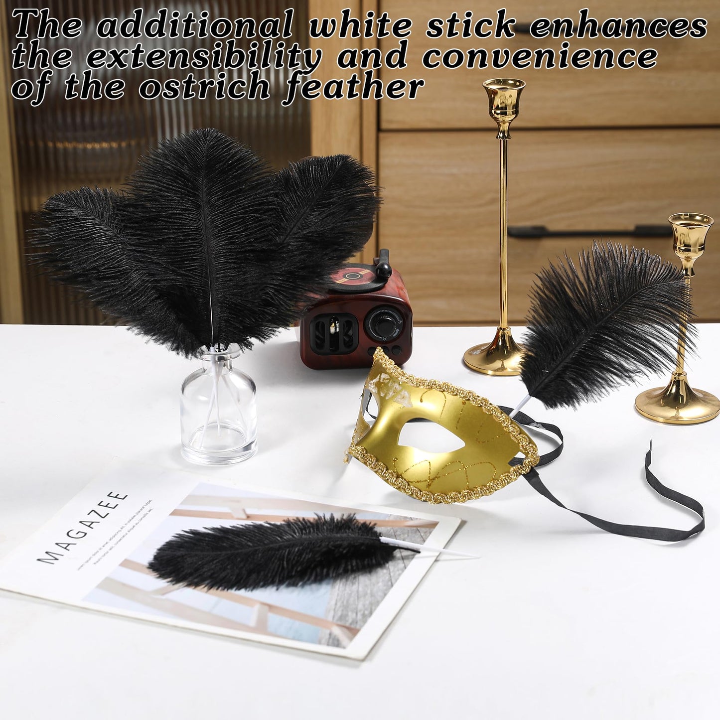 SOGUGOM Black Craft Ostrich Feathers - 30PCS 8-10 inch Ostrich Feathers Kit for Centerpieces, Kindergarten Crafts, Dream Catchers and DIY Projects(Black)
