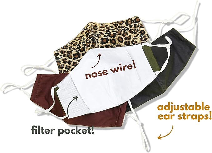 HOPE LOVE SHINE Fabric Cotton Facemasks Adjustable Pack of 4