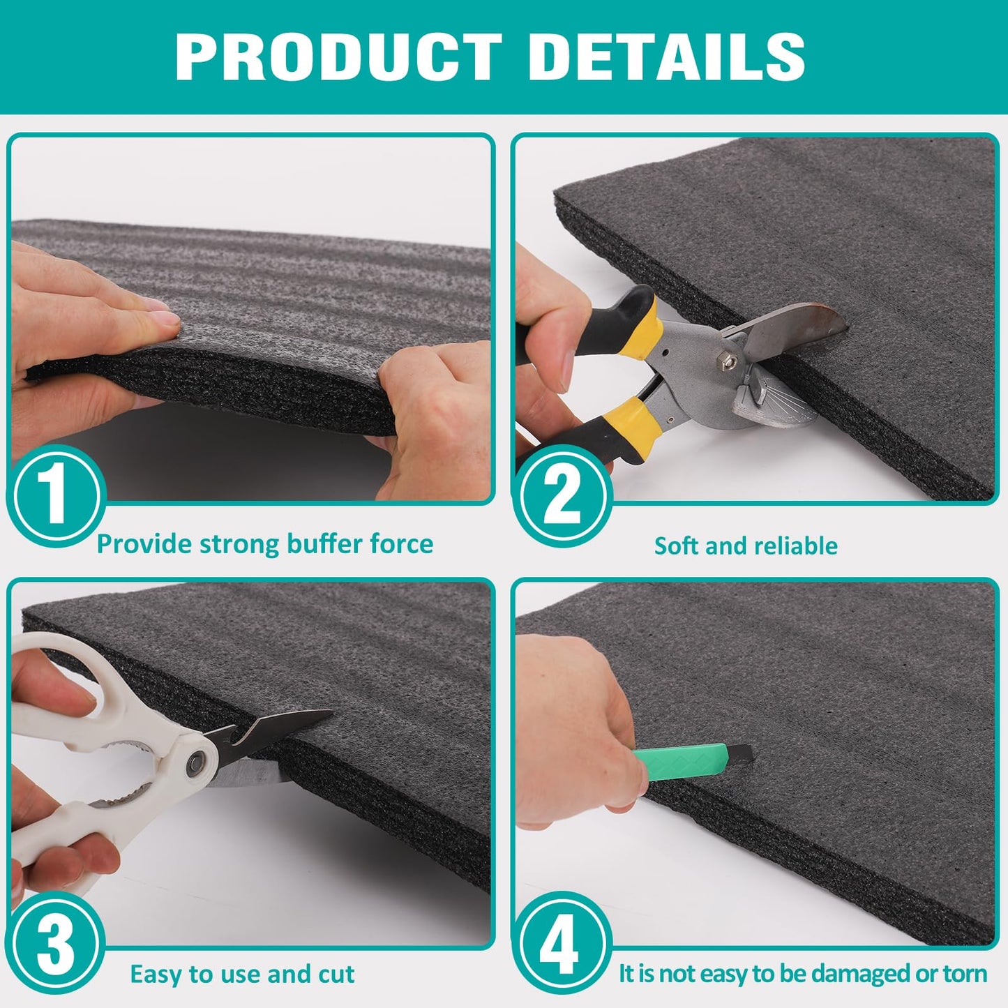 AurDo 5 Pcs Black Polyurethane Foam Sheet,16x12x0.5 Inch Cuttable Foam Padding Pad for Packing and Crafts,Toolbox Storage
