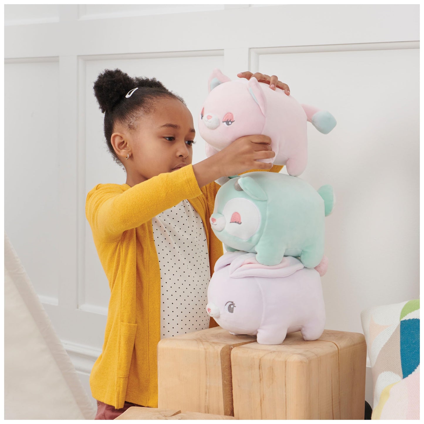 GUND Glow Bops BunBop Bunny Stuffed Animal, Touch Activated Glow in The Dark LED Plush Toy, Squishy Toy for Ages 3 and Up, 8”