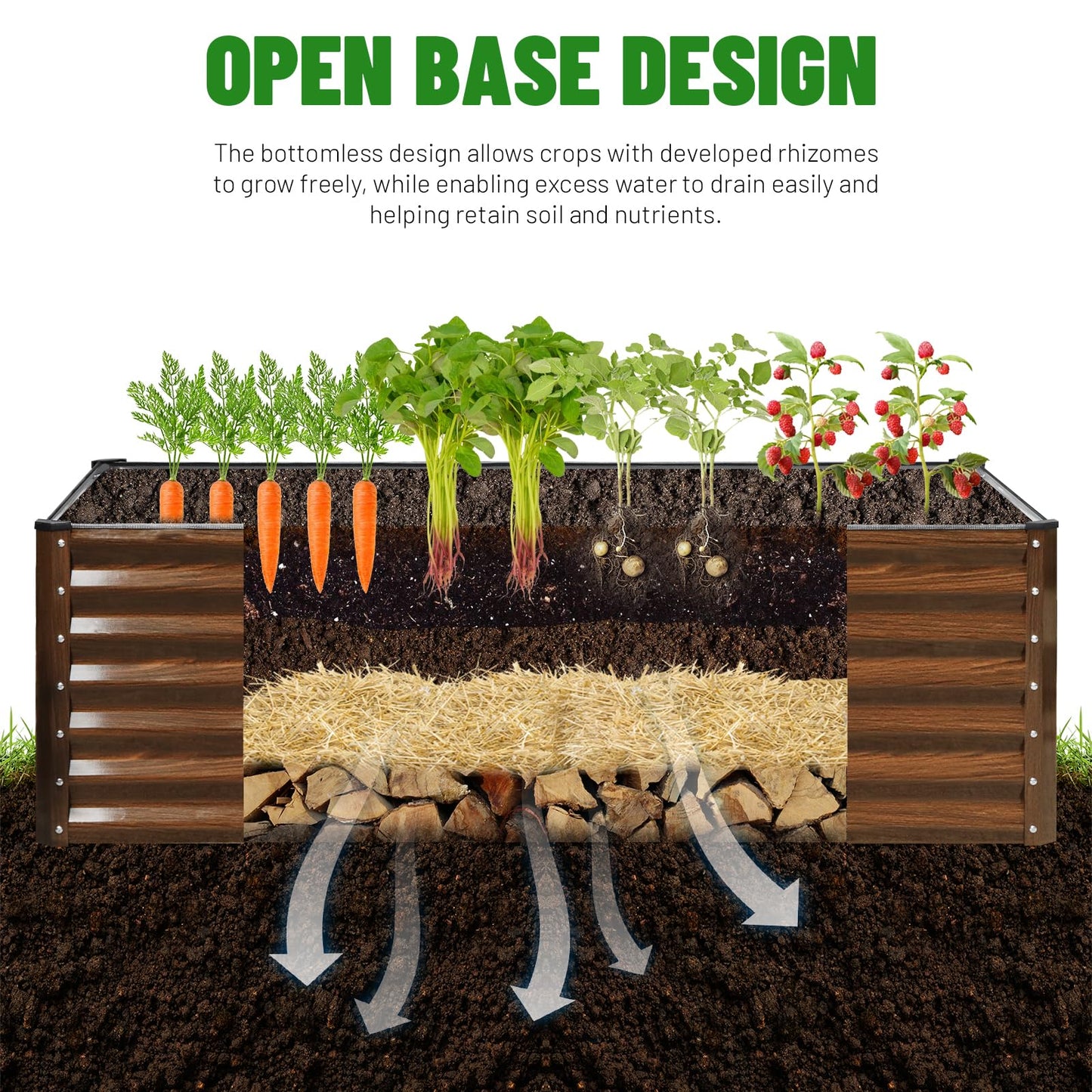 SnugNiture 6x2x2FT Galvanized Raised Garden Bed Kit, Metal Planter Box for Planting Plants Vegetables, Brown
