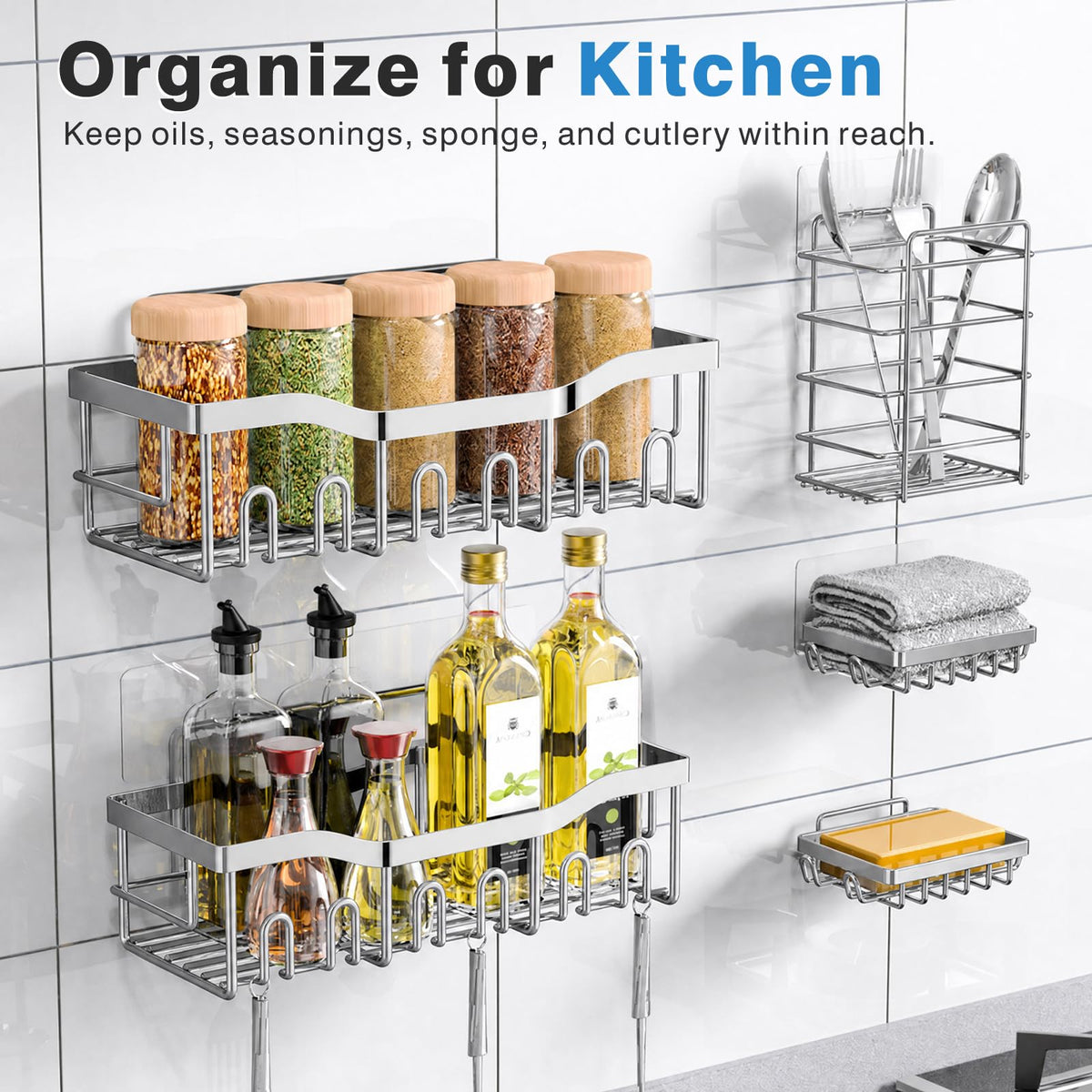 5 Pack Rustproof Stainless Steel Shower Caddy (5 Count)