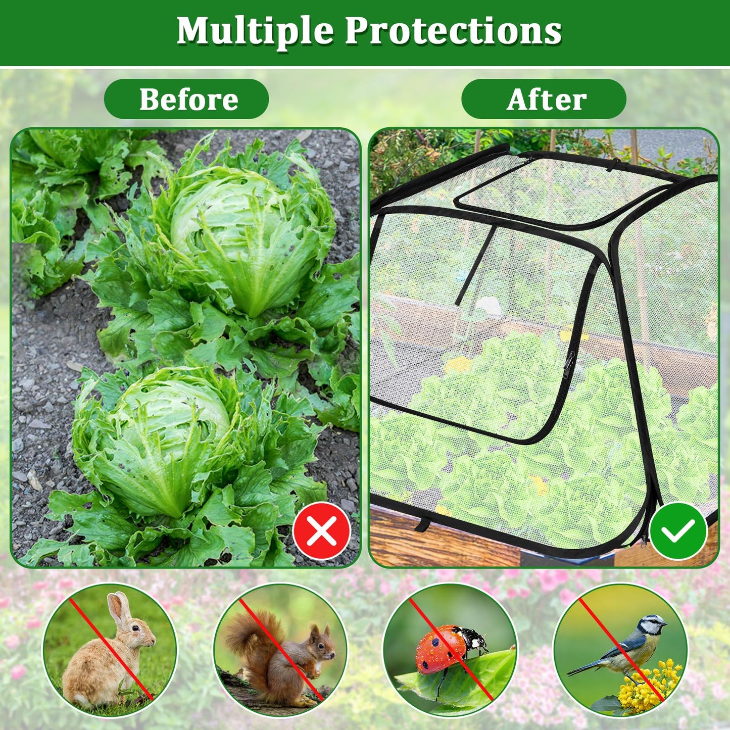 2 Pack Garden Covers for 6x3ft Raised Beds - Garden Row Plants Cover Accelerator, Freeze Protection Greenhouse Cover for Raised Garden Beds Protecting Seedlings Fruits Vegetable Rows