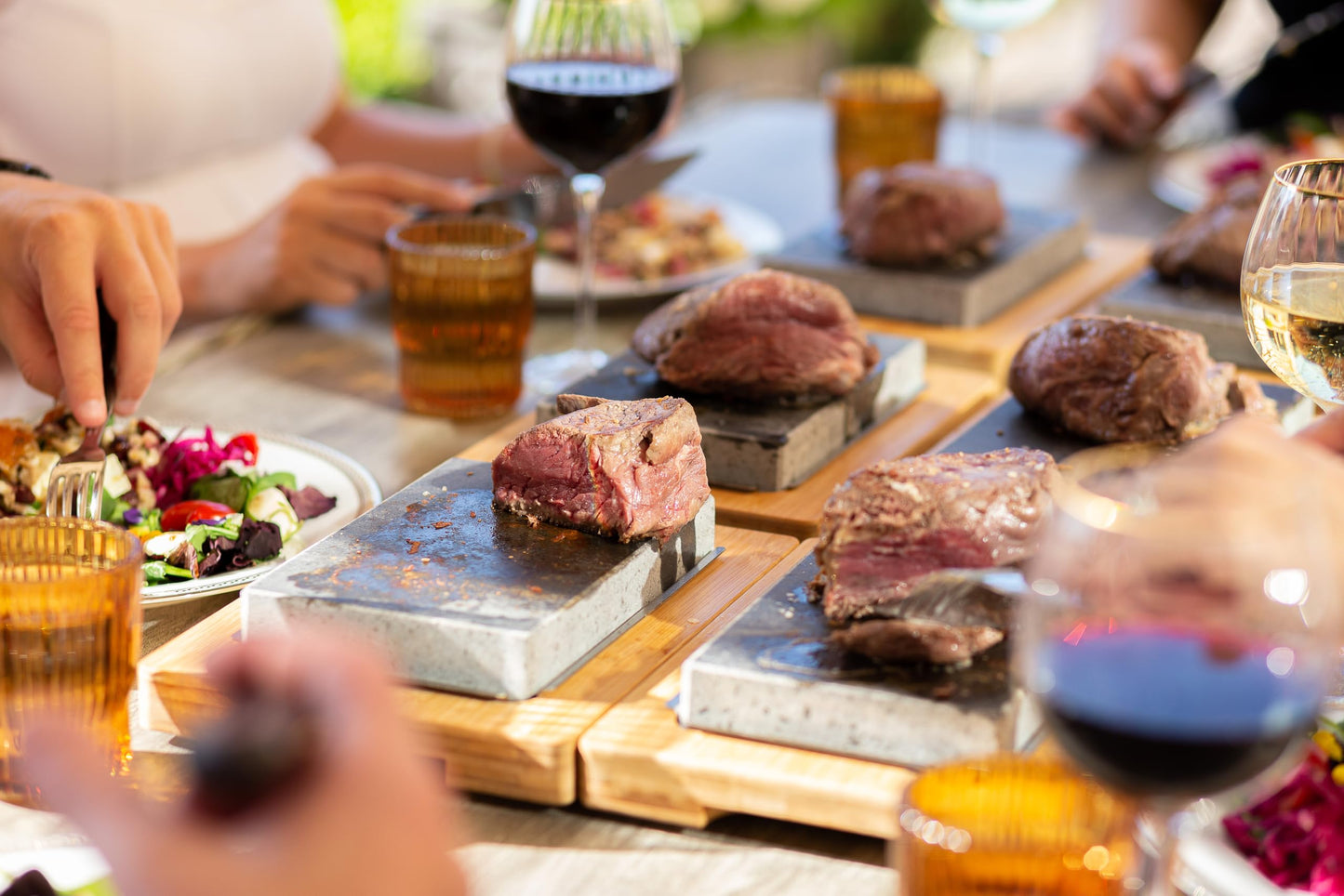 Black Rock Grill Steak Stone Cooking Experience - Premium Gift Set with Steak Knife, and Protective Gloves