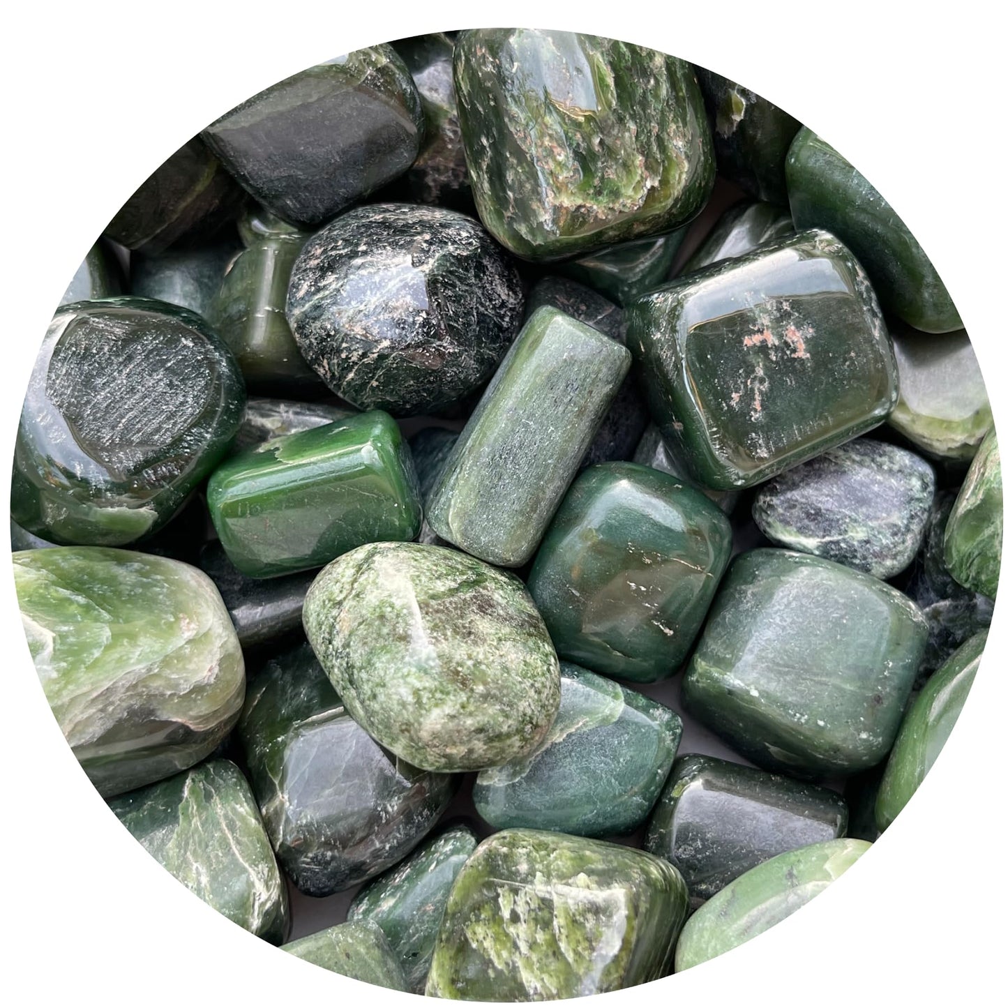 GAF TREASURES 5 Pcs Nephrite Jade Tumbled Stones, Polished Natural Nephrite Jade Gemstone, Nephrite Jade Healing Crystals (Nephrite Jade)