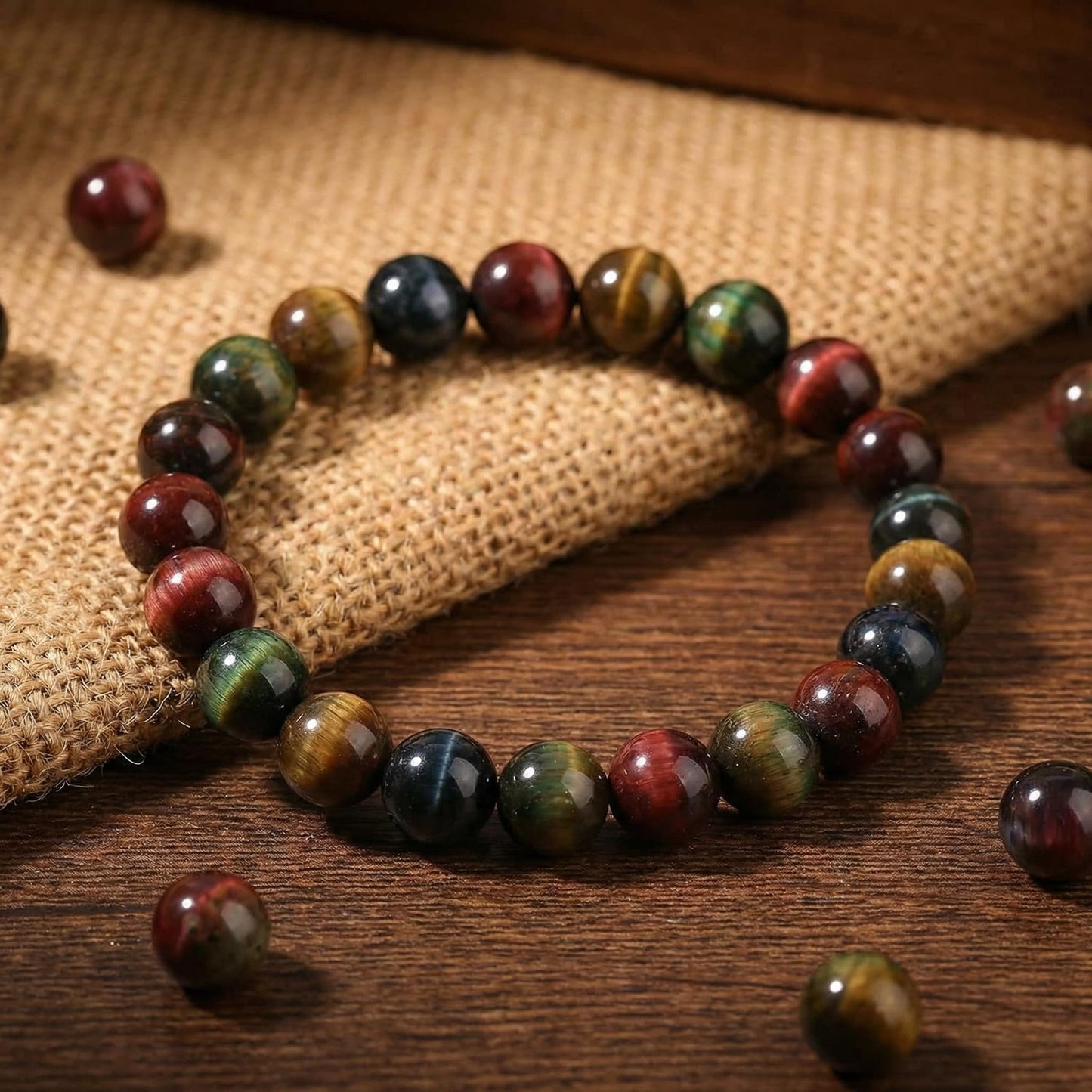 Yochus Natural Tiger Eye Beads, 60Pcs 6MM Milky Way Rose Red Color Enhance Round Loose Stone Bulk, DIY Charm Smooth Gemstone Beads for Jewelry Making