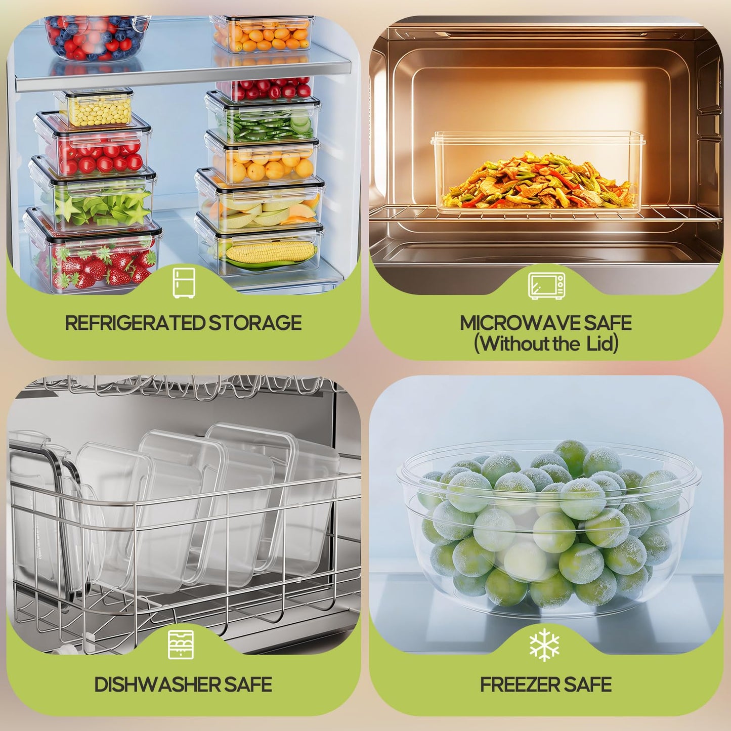 62 PCS Large Food Storage Containers with Lids Airtight (31 Lids & 31 Containers)- 85 OZ Reusable Plastic Leakproof Meal-Prep Container for Kitchen Storage Organization Microwave/Dishwasher Safe