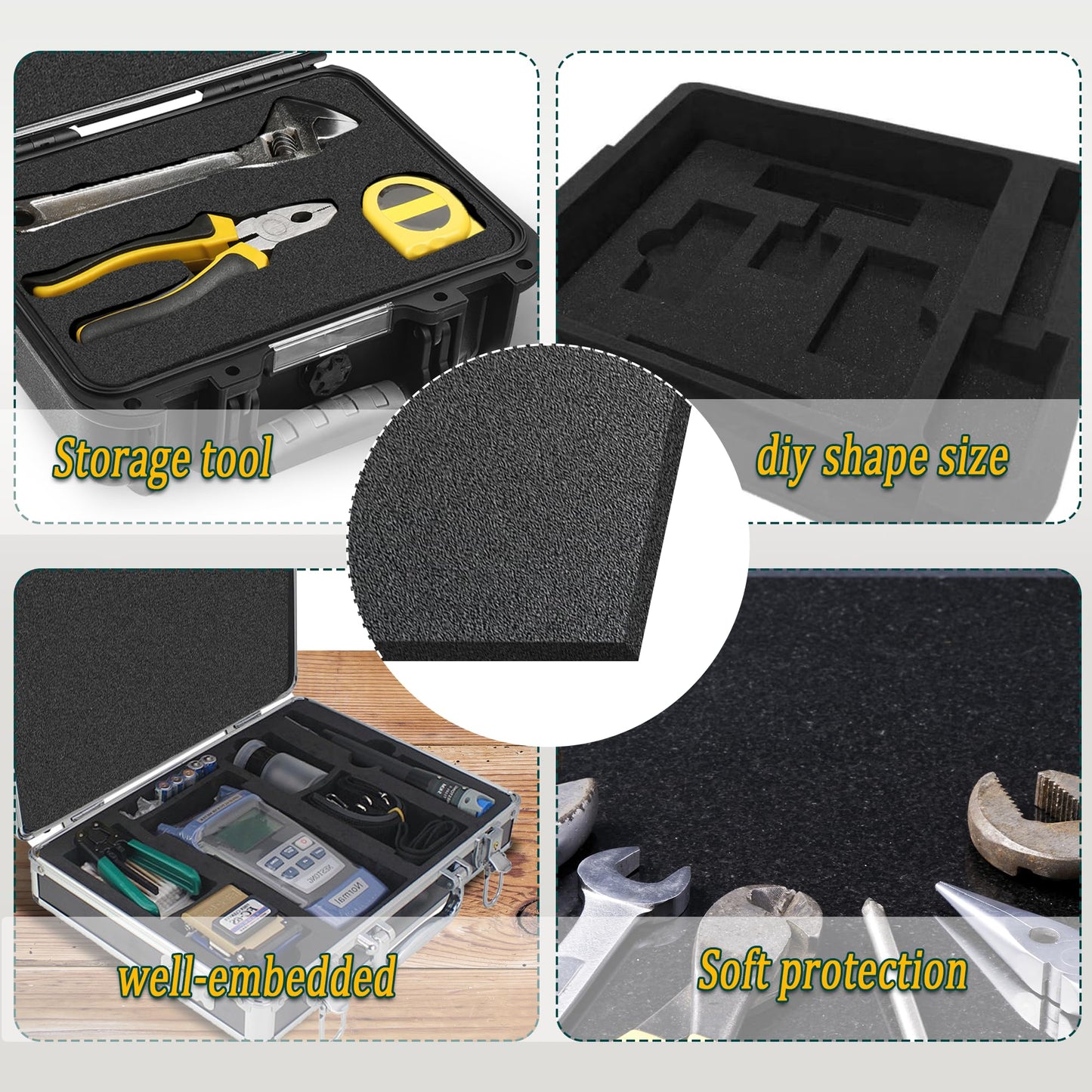 Polyethylene Foam Pads for Packing Foam Sheets Black Cuttable High Density Cushioning Inserts Protective Foam for Packing Cases and Crafts- 16" X 12" X 0.4"- 6 Pack