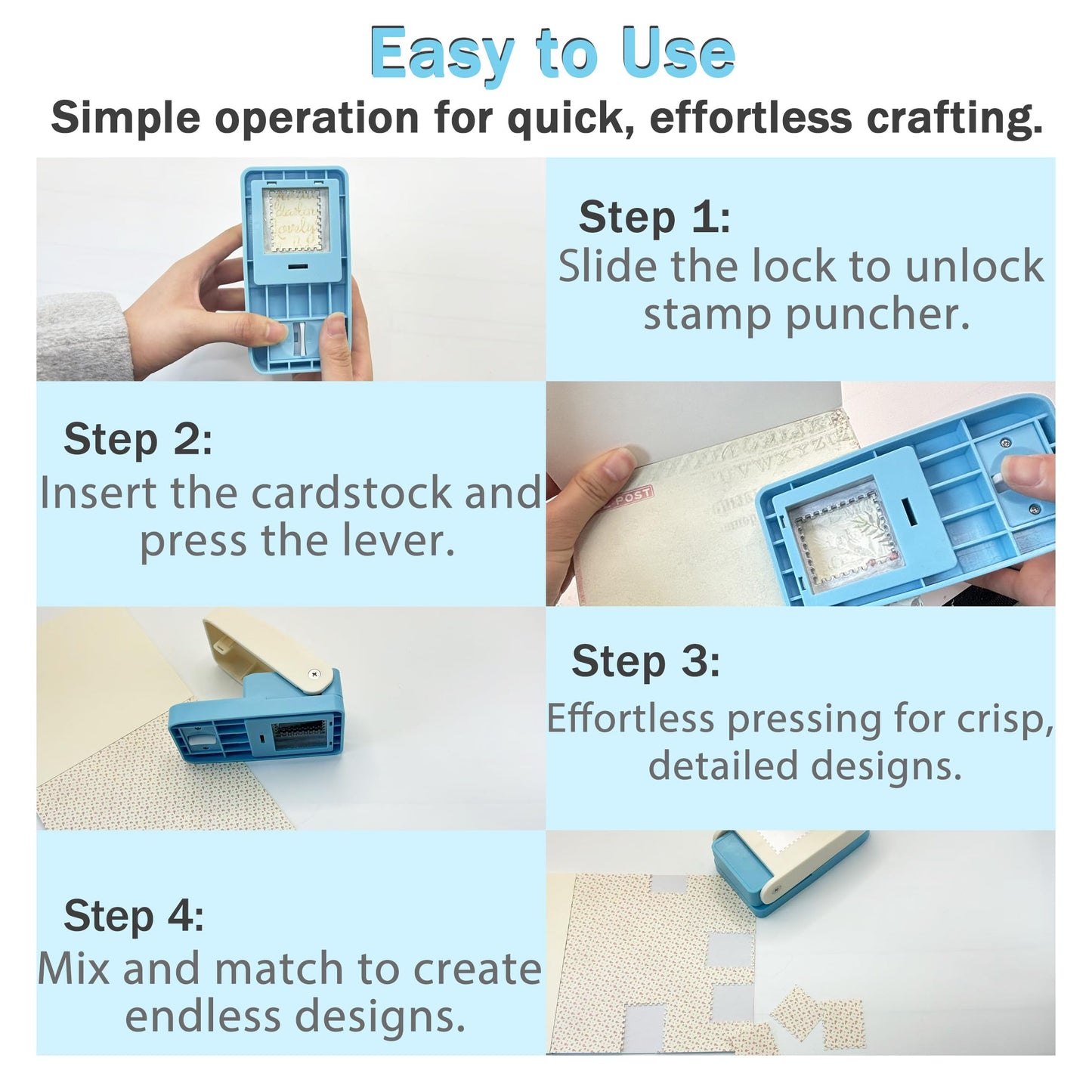 1.5x1.25 Inch Big Stamp Puncher, Rectangular Craft Punch Handheld Lever Punch for Scrapbooking, DIY Cards, Paper Crafting, and Postage Stamp Designs