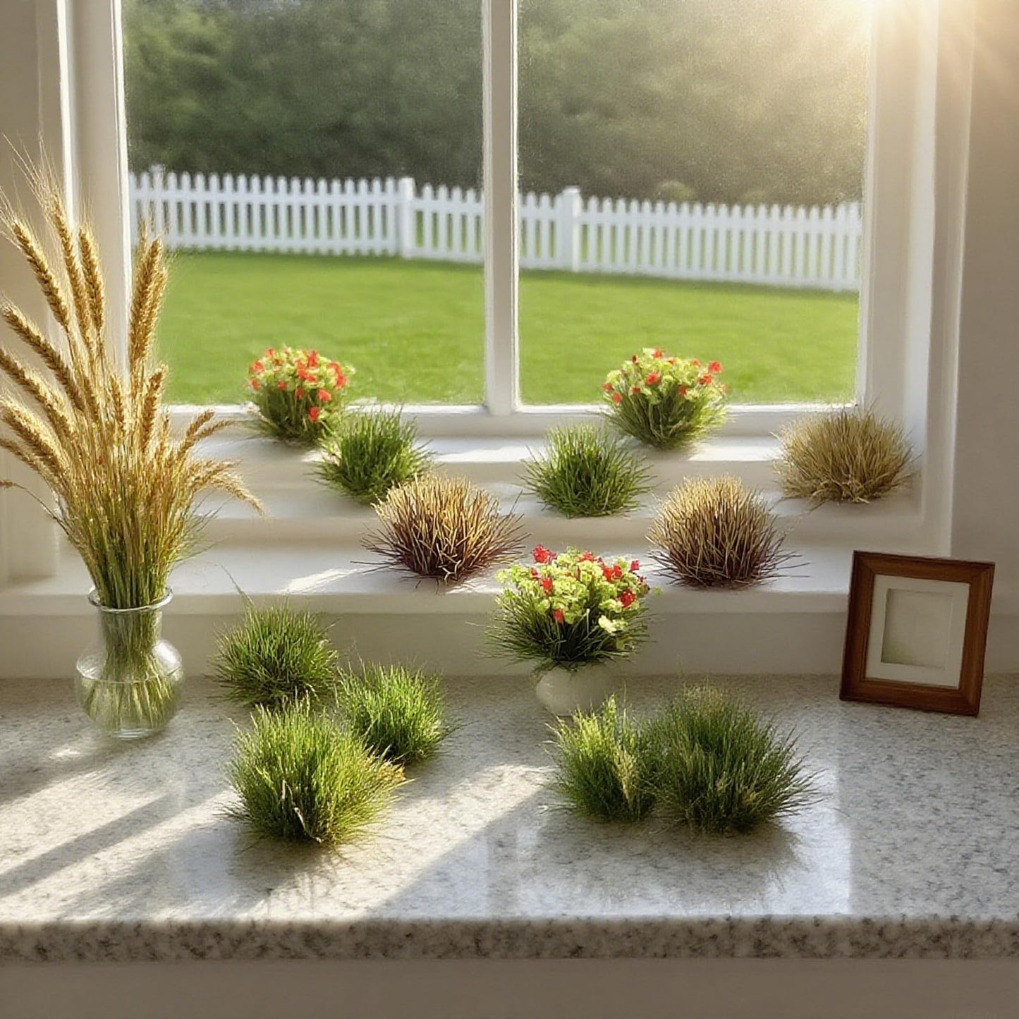 gdeplok 270 Pcs Static Grass & Miniature Flower Clusters Kit for Model Railway Scenery, Train Layouts, Diorama Bases, Wargaming and DIY Miniature Landscapes