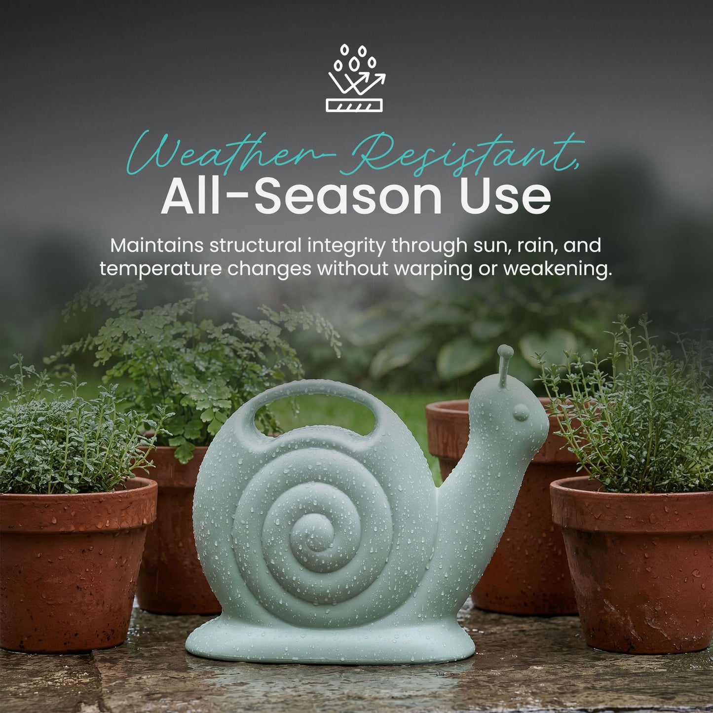 Union Products Snail Watering Can with Built-in Handle, 1.8L Capacity, Light Green - Ideal for Houseplants, Herbs, and Small Garden Beds