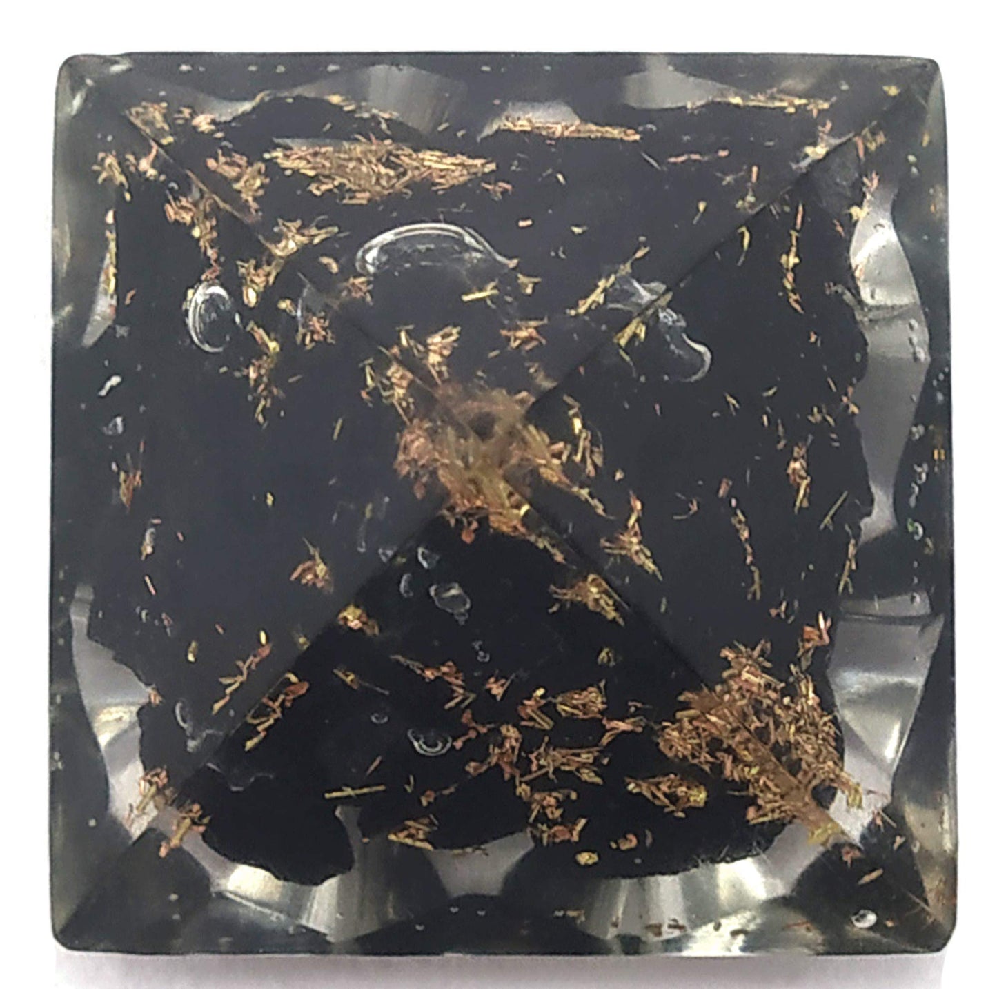Amazing Gemstone Shungite Lemurian Orgone Pyramid - 30mm Small Orgonite Pyramids with Crystals and Healing Stones - Authentic Organite Gifts