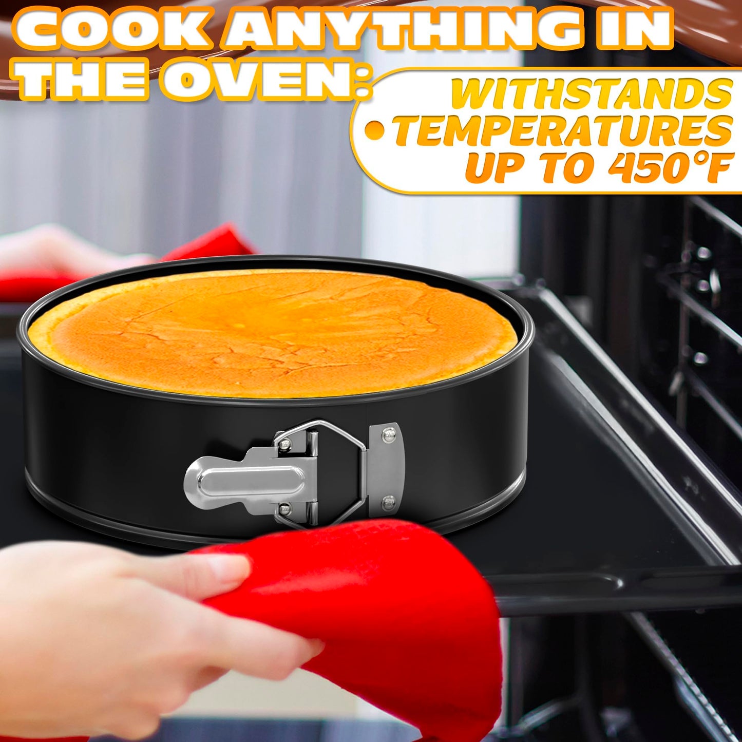 Spring Form Pan for Cheesecake - Leak Resistant Springform Pan Set, Easy-Open Latch, Removable Bottom, Clean Release, Nonstick Round Cake Pans Set, 60 Parchment Liners, Great as Kitchen Gifts for Mom