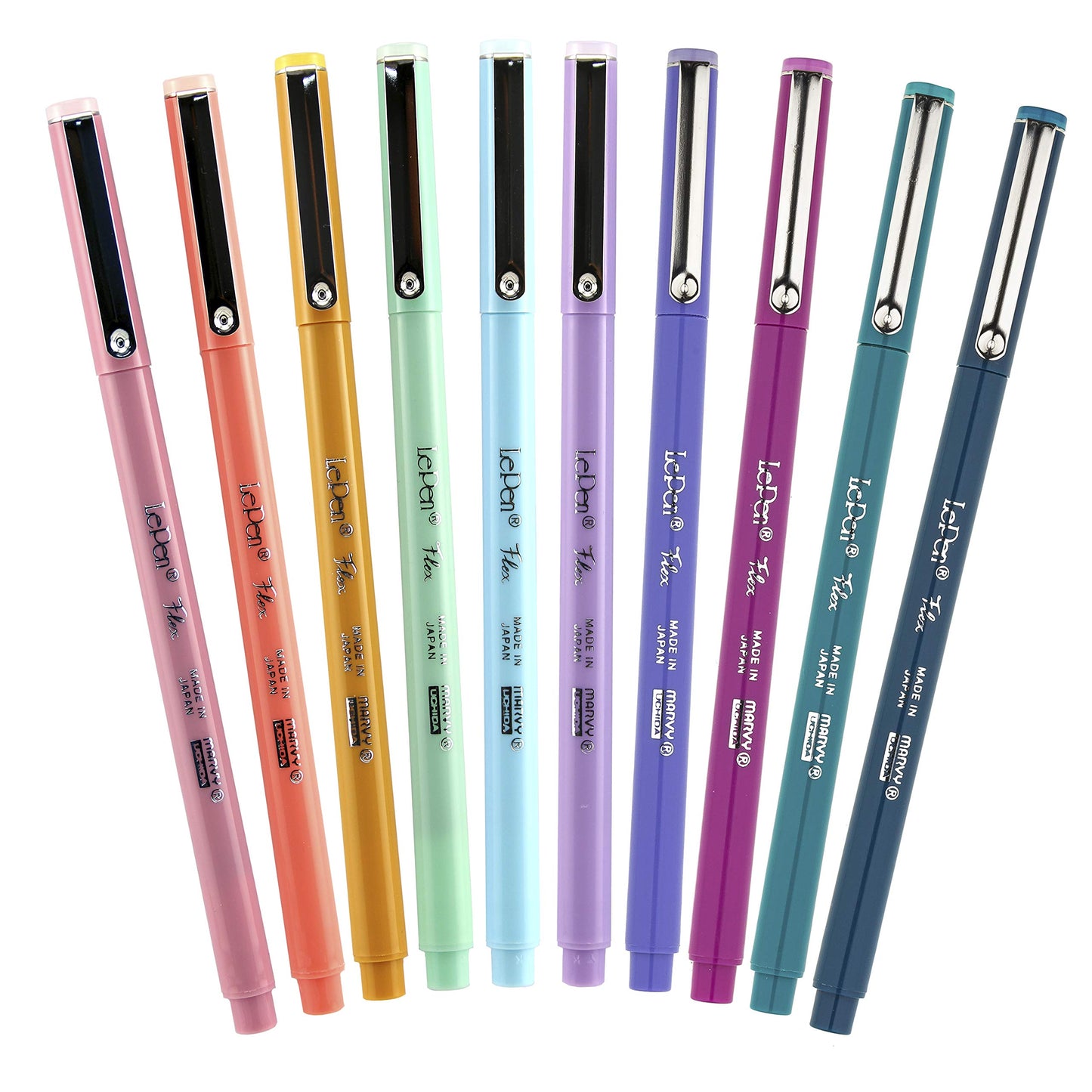 Marvy Uchida Le Flex 10 Piece Set Writing Pen, Pastel Colors