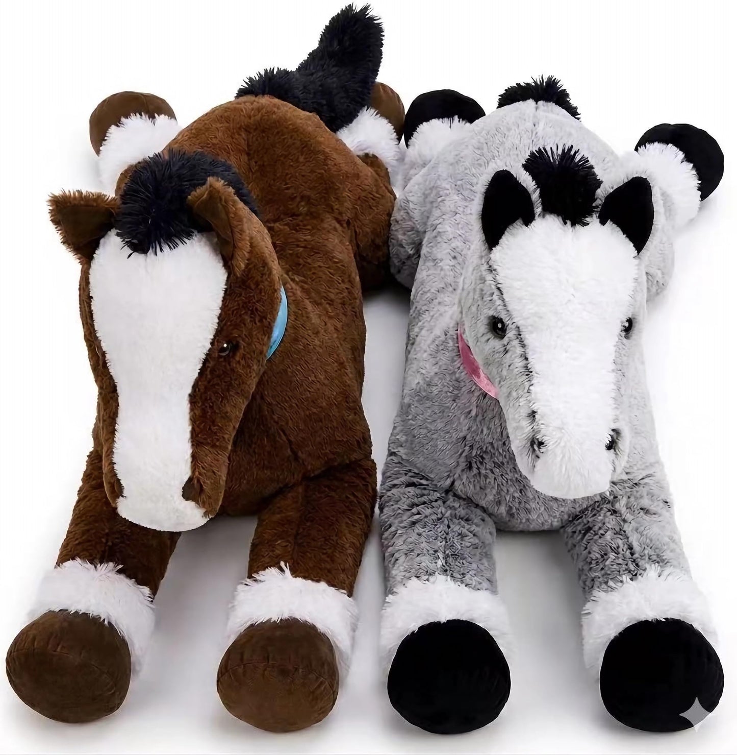 MaoGoLan Giant Horse Stuffed Animal Horse Plush Toy for Kids 2in1 Pack Brown&Grey 47Inch