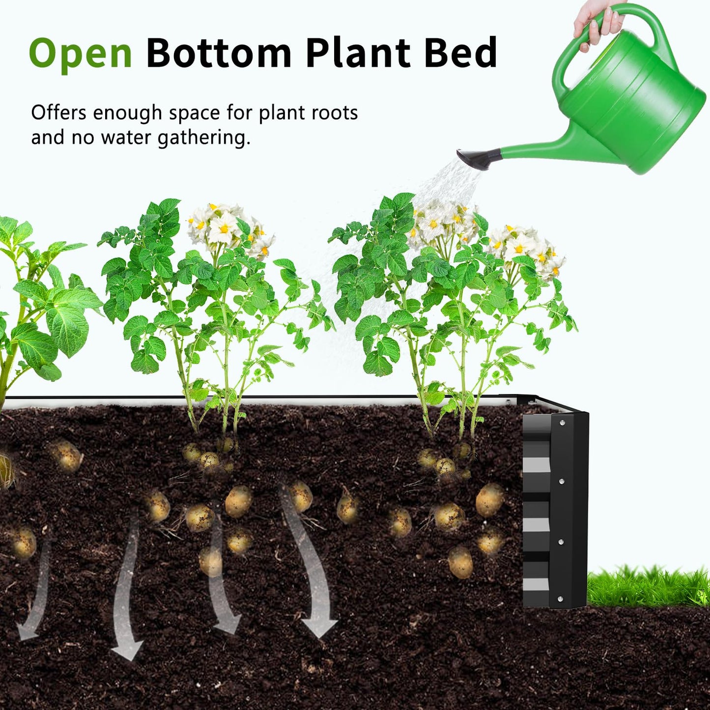 DoCred Galvanized Raised Garden Bed with 87" H Arch Trellis for Climbing Plants, Raised Outdoor Planter Garden Box with Climbing Netting for Gardening, Climbing Vegetables, Flower, Black
