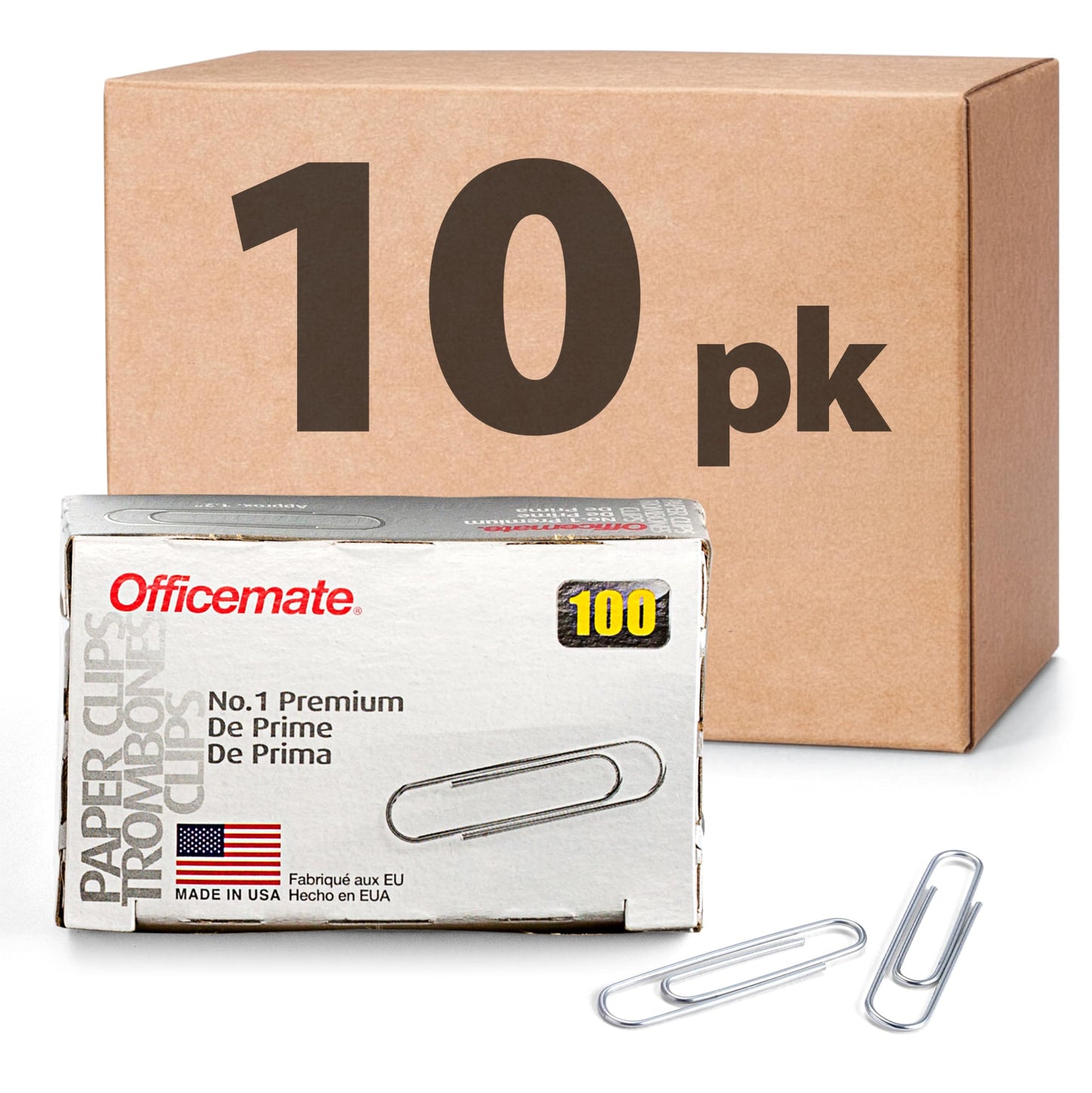 Officemate Premium #1 Paper Clips, 1,000 Paper Clips (10 Boxes of 100 Each) (99916) , Silver