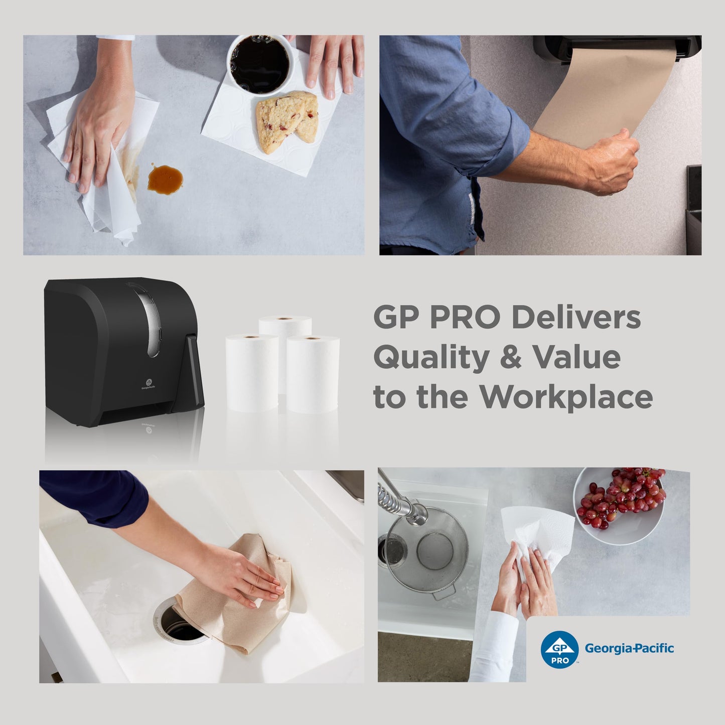 Georgia-Pacific Push Paddle Roll Paper Towel Dispenser by GP PRO, 54338A, Black