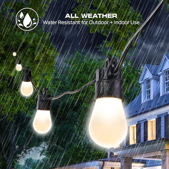 Monster 24 Foot Outdoor Smart RGB+IC+WW String Lights, 12 Bulb Color Flow Dimmable LEDs, Sound Reactive, Water & Weather Resistant, Compatible with Alexa, Siri, Google Home, App