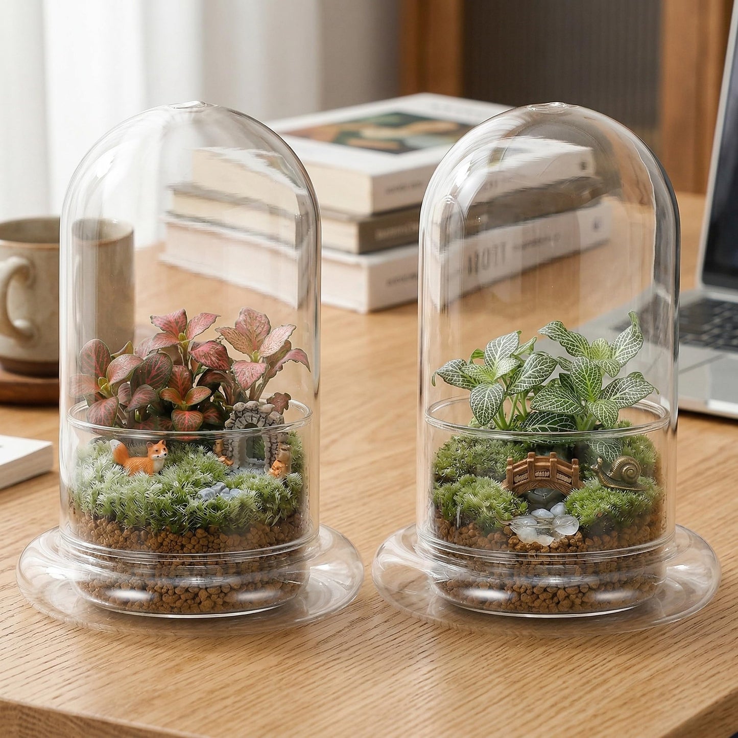 DOITOOL Micro Landscape Ecological Bottle Terrarium Jar 2 Pack High Borosilicate Glass Planter for Home Office Desk Decor 6.69X4.72X4.72In