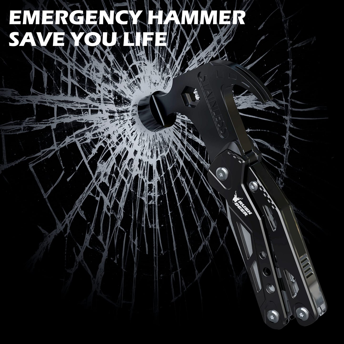 RUSH DEER 14-in-1 Multitool, Valentines Day Gifts for Men Dad Gifts, Mini Hammer Multitool, Small Hammer Tool, Survival Gear and Supplies, Christmas Gift for Boy Husbands