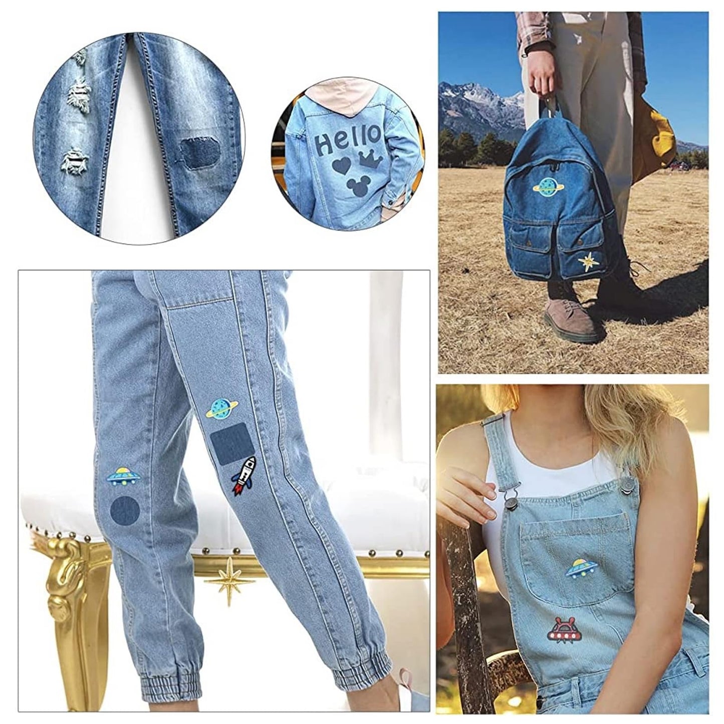 5-Color Iron-On Denim Patch Rolls (5/10 Rolls) – Fabric Repair Patches for Clothing, Self-Adhesive Iron-On Jeans Patches, DIY Sewing & Mending Tape (10 Rolls)