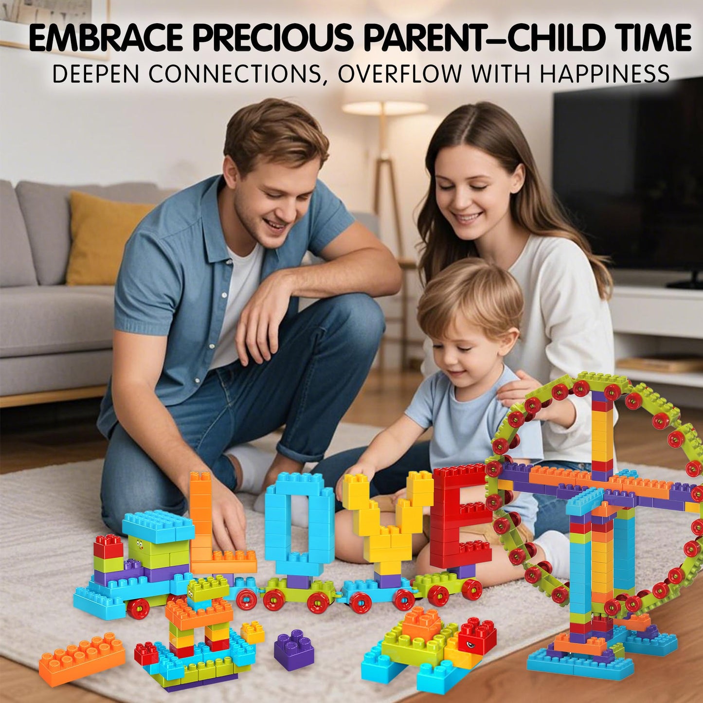 DIYBee 200 Pcs Building Blocks for Toddlers 1-3 & Up – STEM Toy Building Set with Storage Box, Mega Interlocking Building Blocks for Kids Boys & Girls, 20+ Creative Builds Educational Toy
