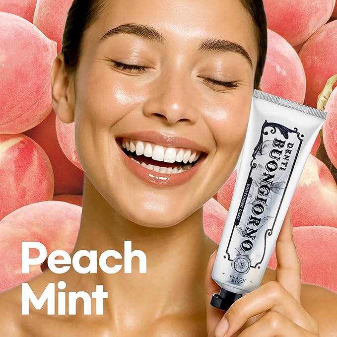 Peach Mint WHITENING Toothpaste (Peach Mint) – Natural Fluoride Korean Toothpaste for Teeth Whitening, Plaque Removal, Strengthens Enamel, Paraben & SLS Free (3.52fl oz / 100g)