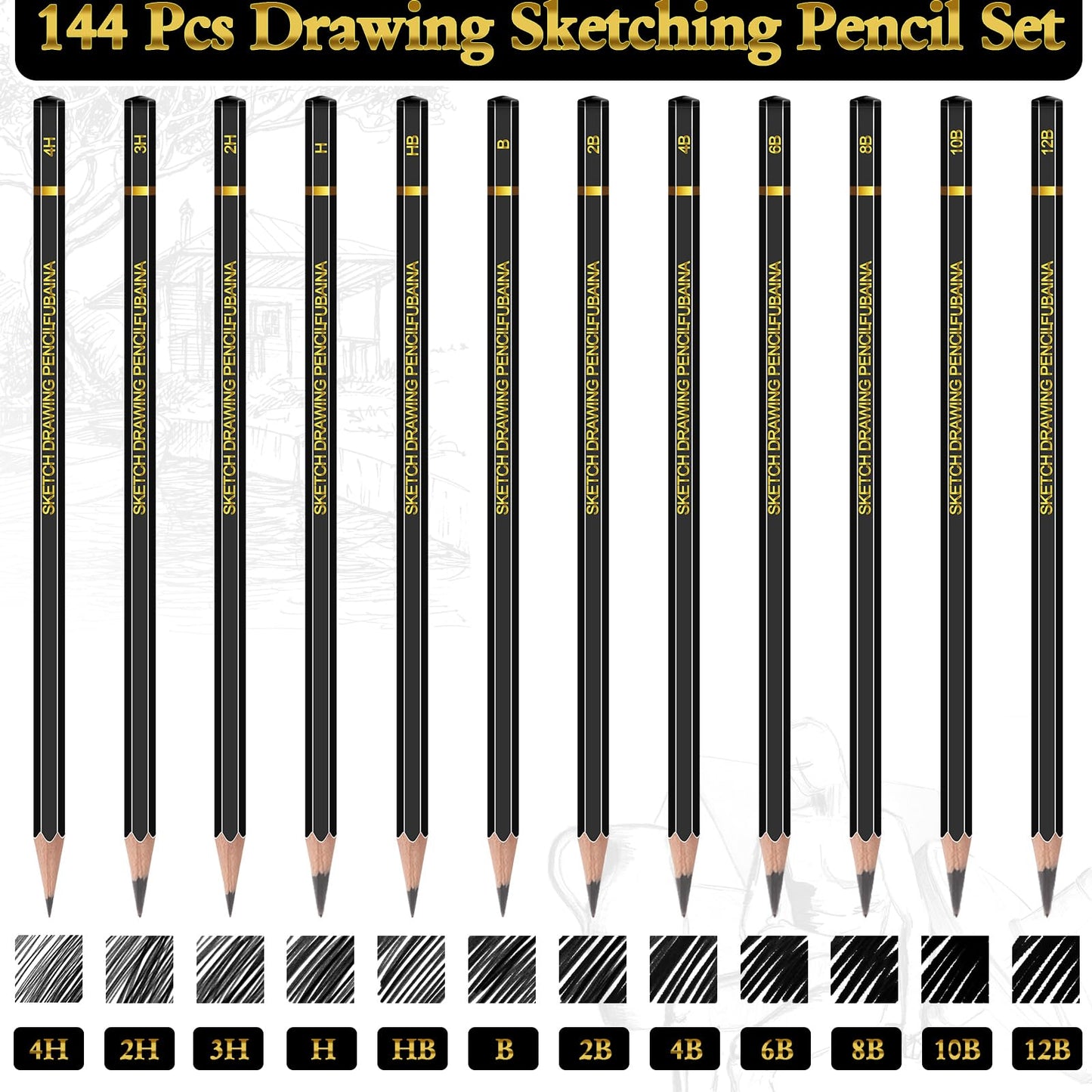 Humyoun 24 Pcs Top Spiral Bound Sketch Pad with Drawing Pencils Set, 5.5 x 8.5 Inch Sketchbook, 68lb(100gsm) Thick Paper, Charcoal & Graphite Pencils (12B-4H) for Shading, Artists & Beginners