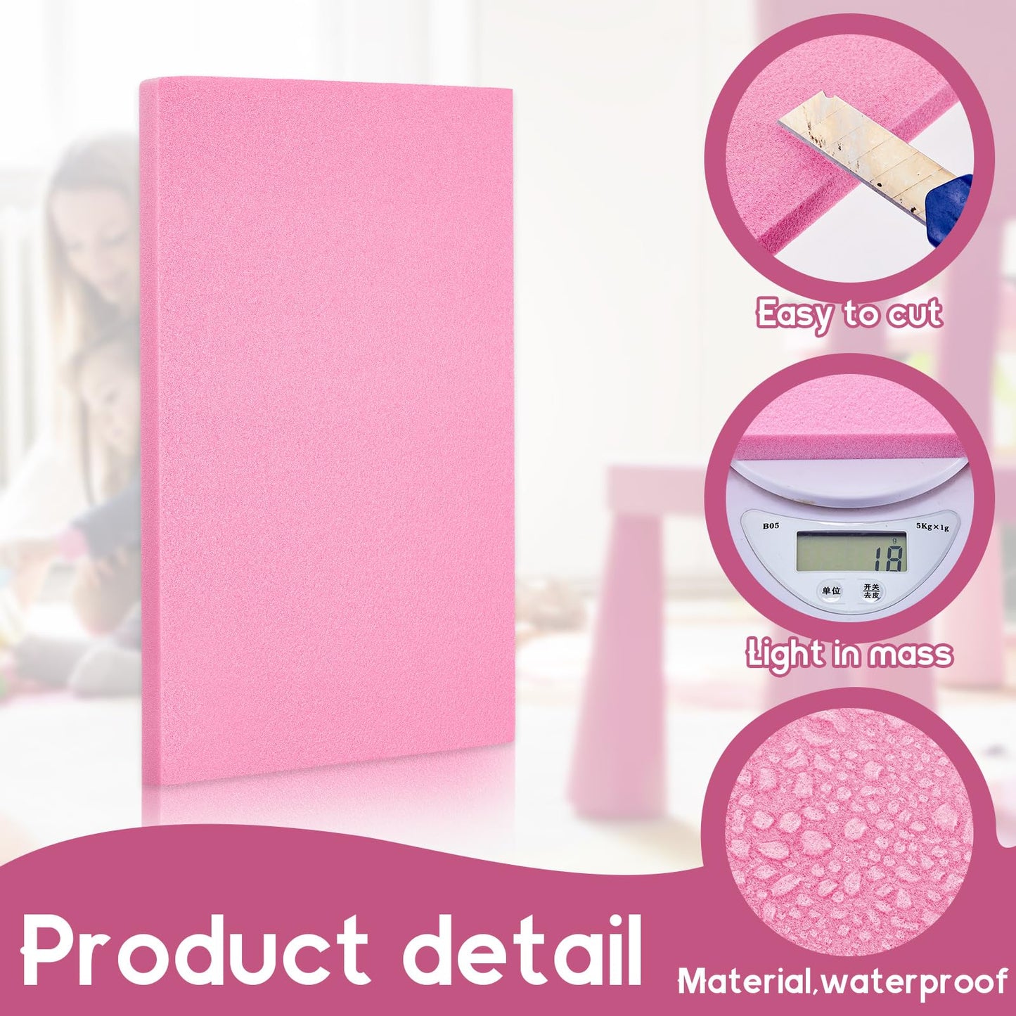 Frienda 12 Pcs Foam Board Bulk 12" x 7.5" x 1/2" Xps Foam Sheet Panel for DIY Crafts Sculpture Modeling Floral Arrangements School Home Office Art(Pink)