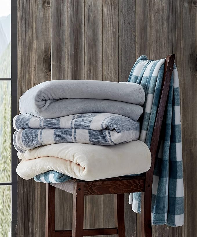 Eddie Bauer - Queen Blanket, Ultra Plush Bedding, Lightweight Home Decor for All Seasons (Stones Throw Stripe, Queen)