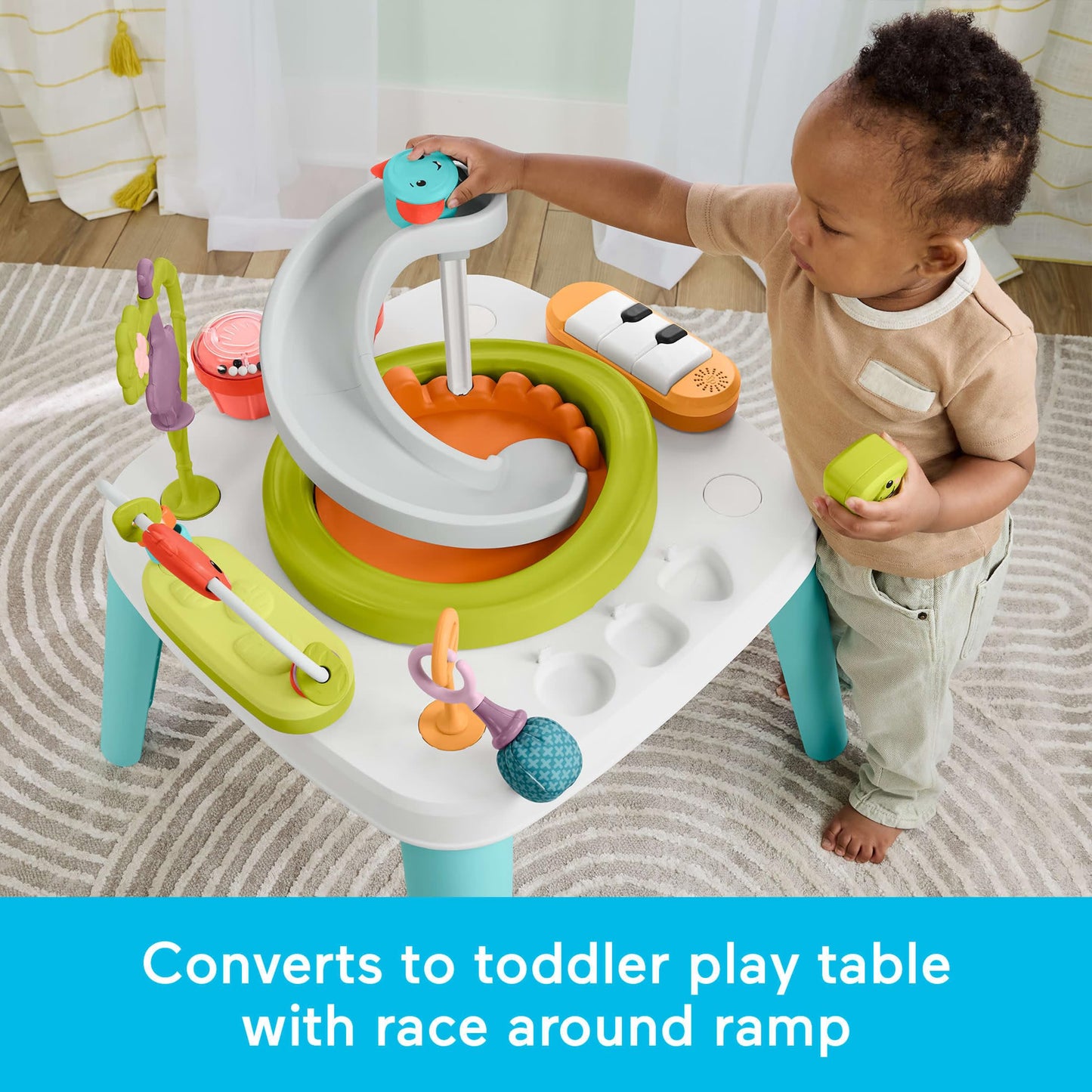 Fisher-Price Baby to Toddler Toy 2-in-1 Purple Monkey Activity Center & Play Table with Music Lights & Developmental Activities