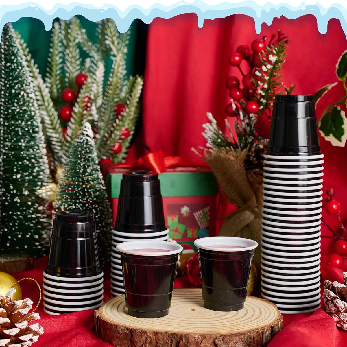 Lilymicky 600 PACK 2 oz Plastic Shot Glasses, Mini Black Disposable Shot Cups for Parties, Carnivals, and Any Events