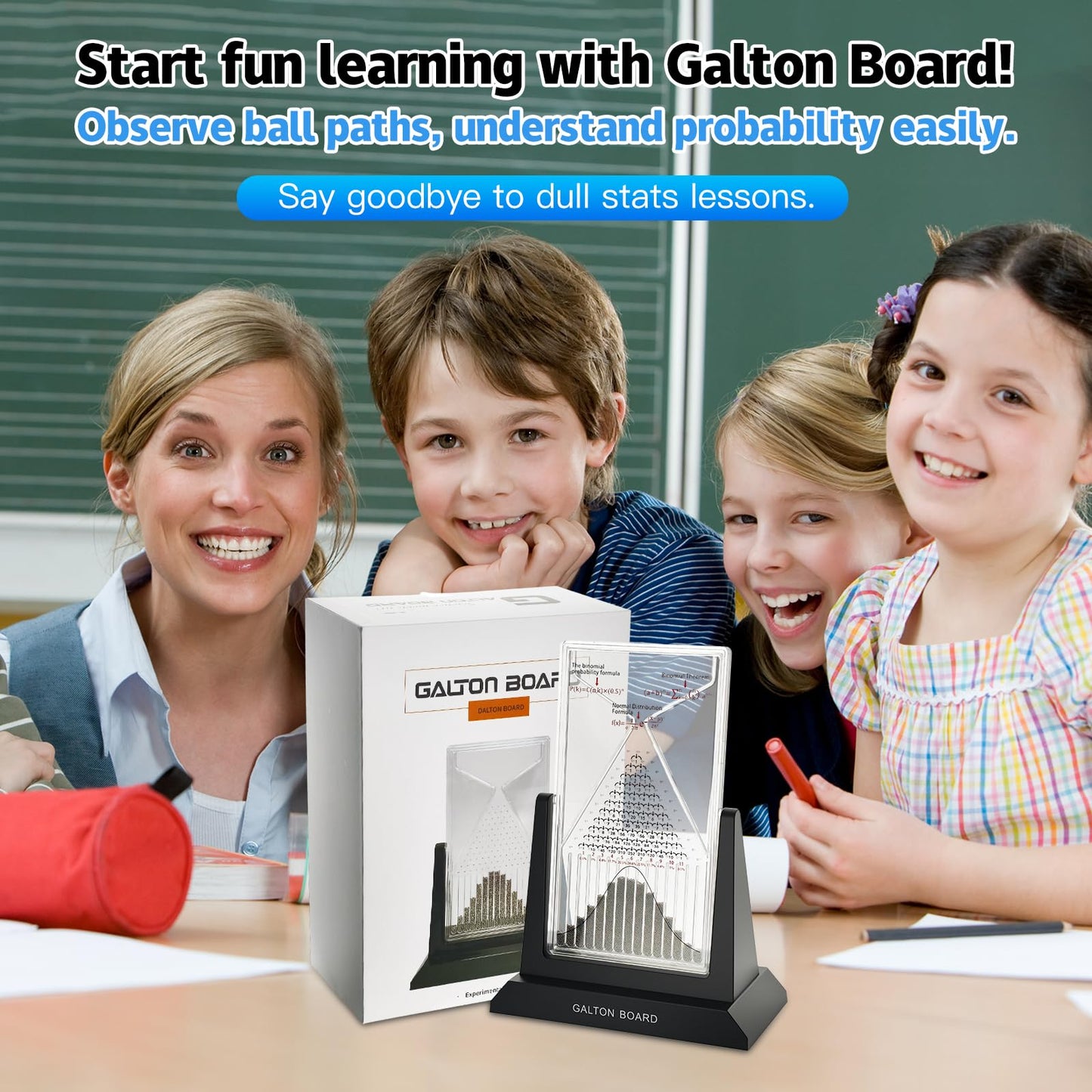 Dimind Galton Board Probability Demonstration Model - 12.6in Large Physics Learning Desk Toy with 17500 Metal Beads | Statistical Law Experiment Tool for School Labs & STEM Education