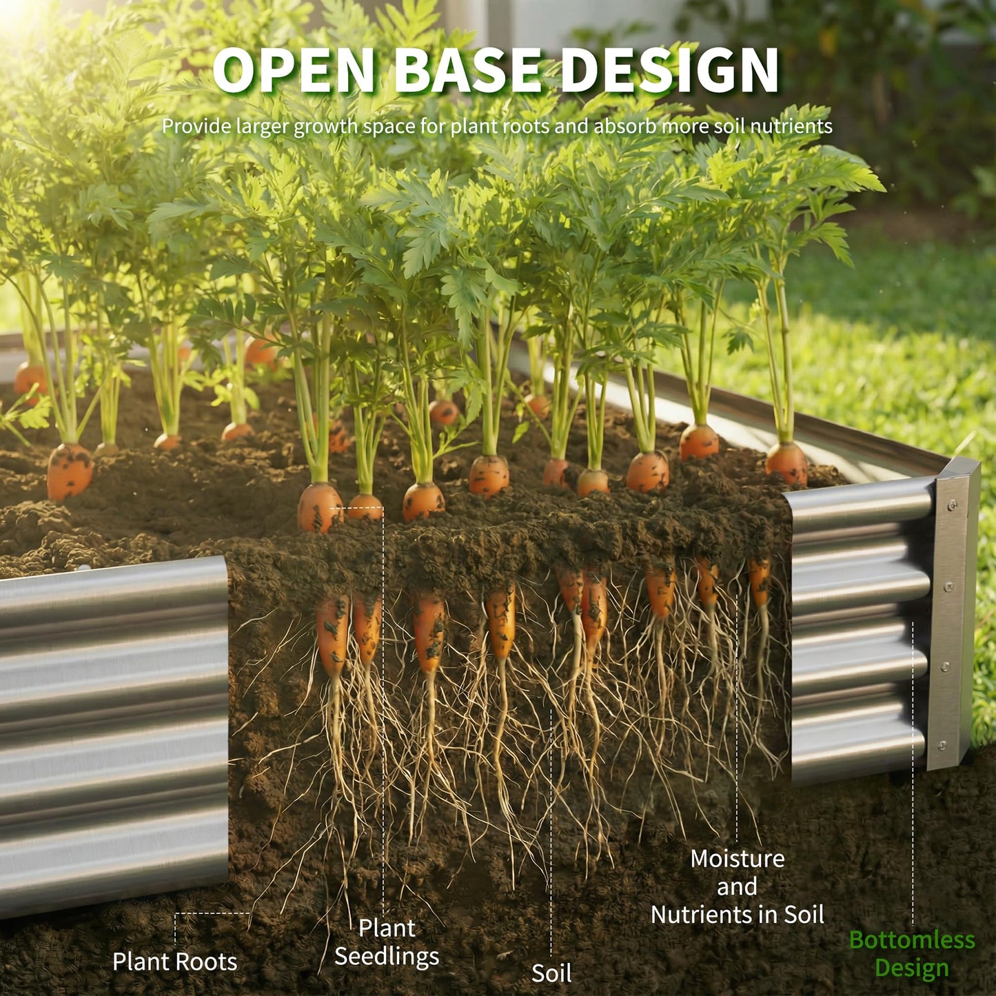 Anmiro Galvanized Raised Garden Bed,Outdoor Planter Box Metal Patio Kit Planting Bed for Vegetables Flowers Herb (Galvanized, 8x4x1ft-2p)