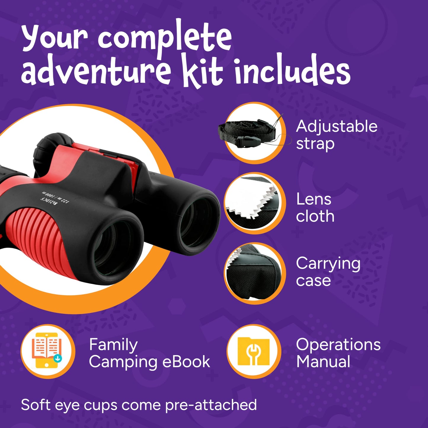 Think Peak Red Binoculars Science Toy for Kids Ages 3-12 Years - Real Compact Outdoor Adventure & STEM Educational Nature Hiking Explorer for Bird Watching, Camping Children’s Birthday Gift