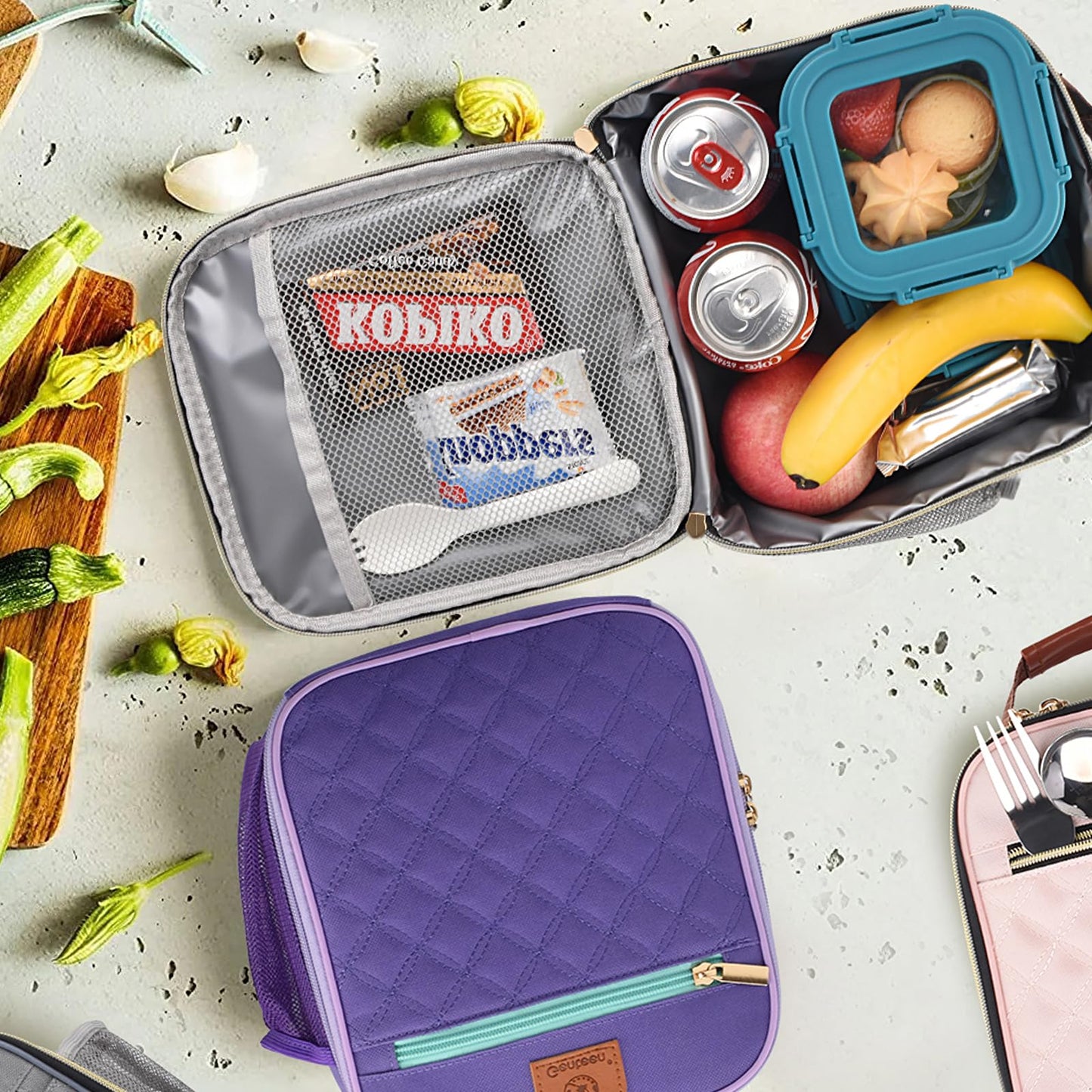 Genteen Lunch Box Lunch Bag for Men Women Kids Adults,Insulated Waterproof LunchBox Cooler,Small for Work Office School Travel Picnic-White